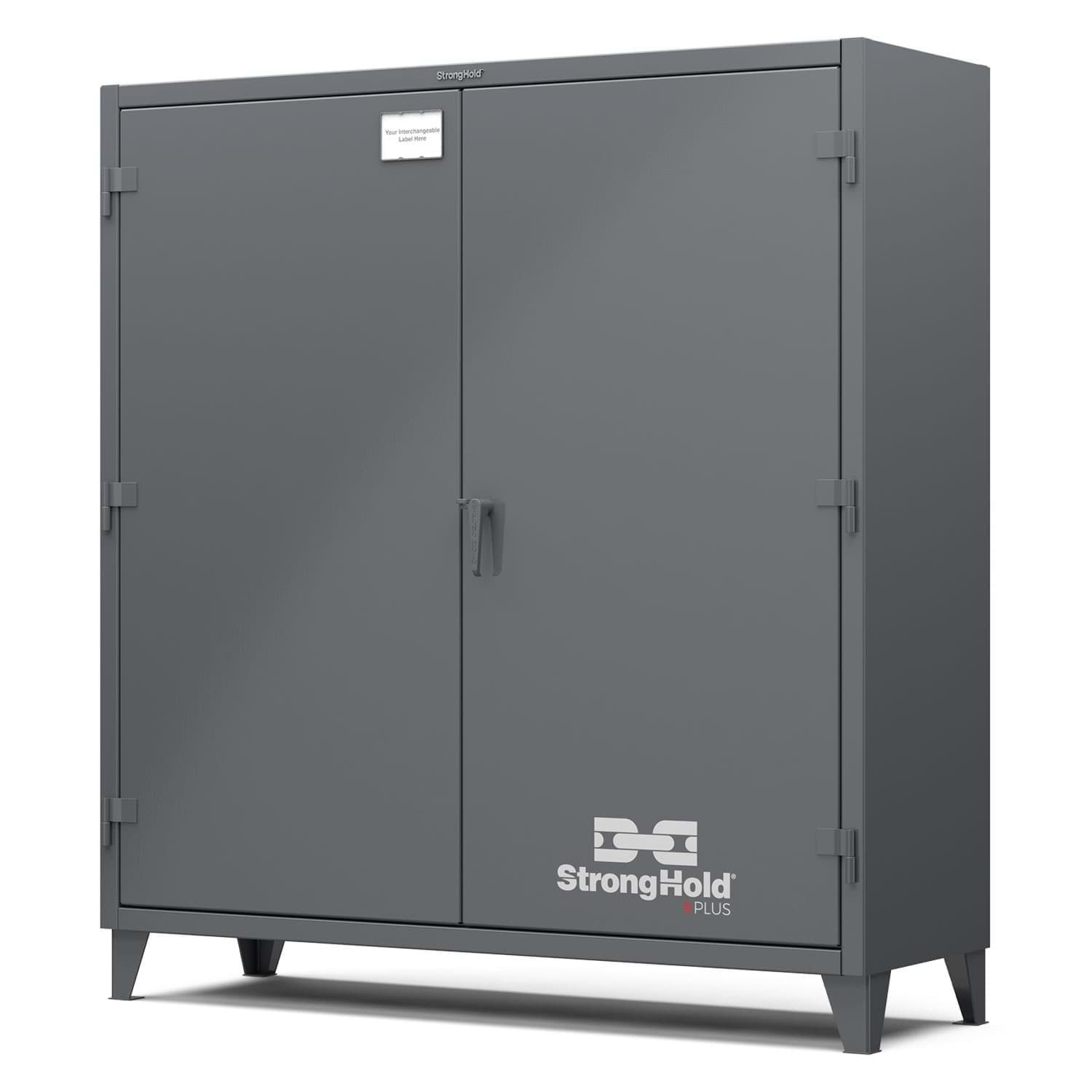 Picture of Strong Hold Plus Industrial Cabinet, 72" x 24" x 78", Single-Shift, Solid Doors, Standard Gray (RAL 7024)