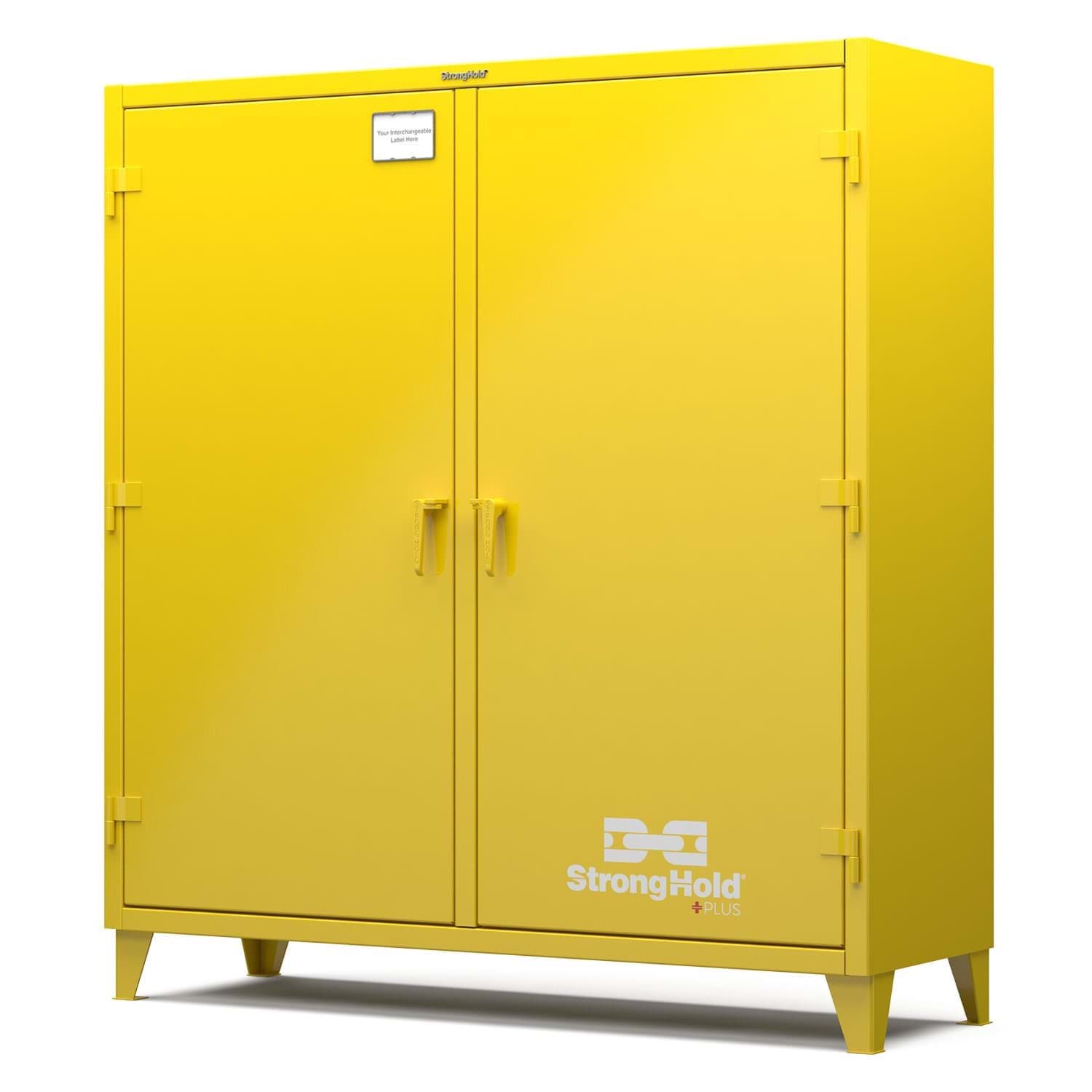 Picture of Strong Hold Plus Industrial Cabinet, 72" x 24" x 78", Double-Shift, Solid Doors, Yellow (RAL 1018)