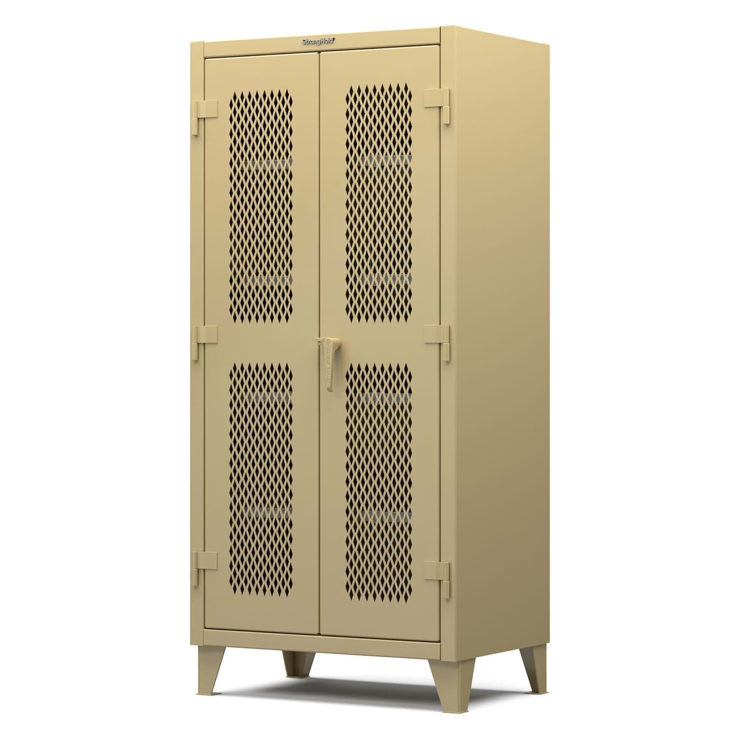 Picture of Strong Hold Plus Industrial Cabinet, 36" x 24" x 78", Single-Shift, Ventilated Doors, Beige (RAL 1001)