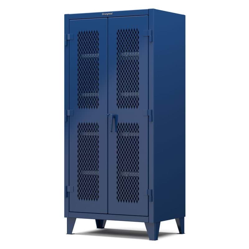 Picture of Strong Hold Plus Industrial Cabinet, 36" x 24" x 78", Single-Shift, Ventilated Doors, Blue (RAL 5010)