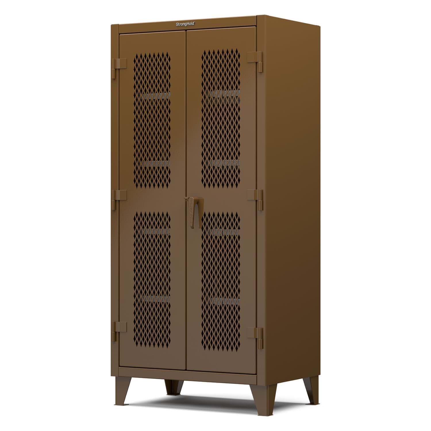 Picture of Strong Hold Plus Industrial Cabinet, 36" x 24" x 78", Single-Shift, Ventilated Doors, Brown (RAL 8008)