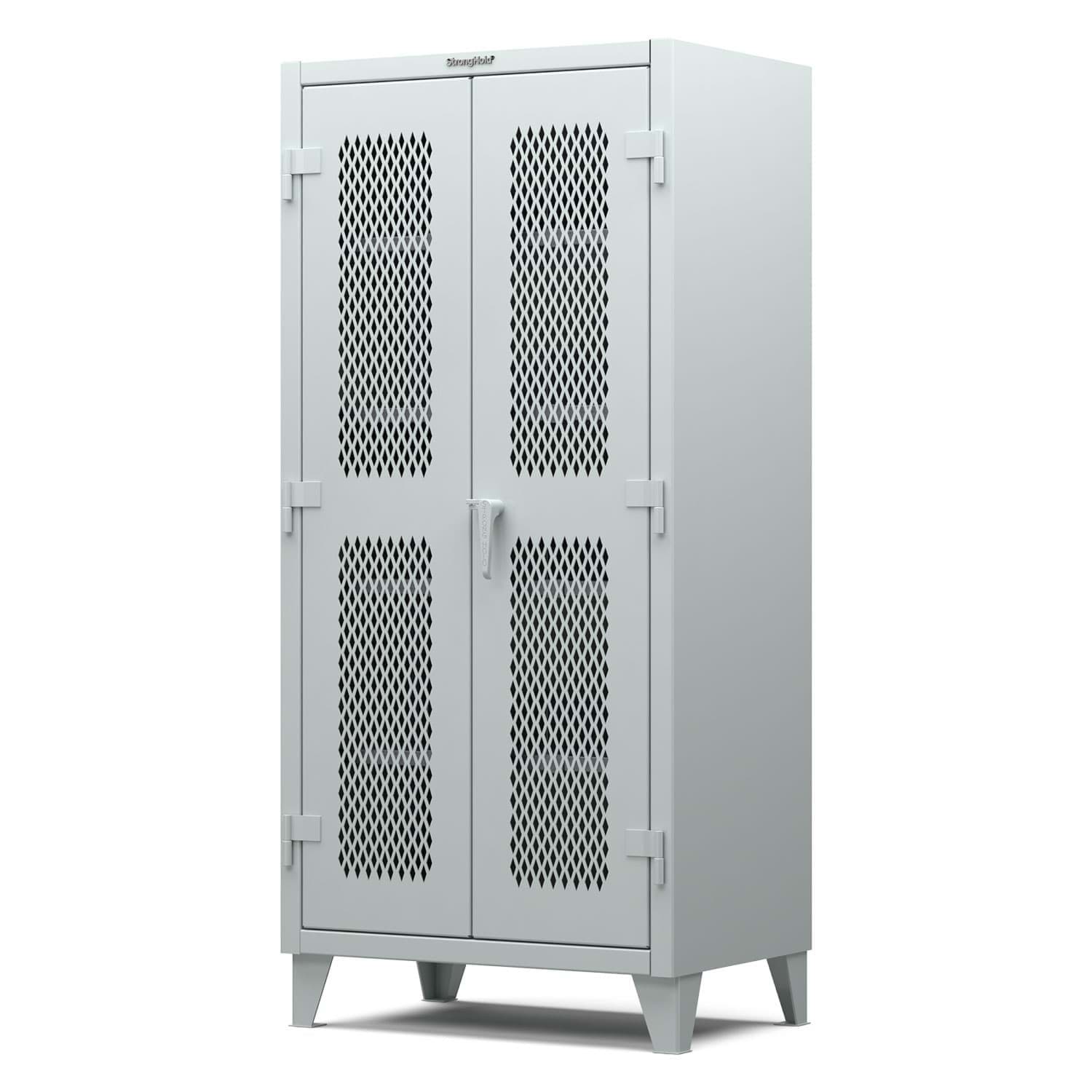 Picture of Strong Hold Plus Industrial Cabinet, 36" x 24" x 78", Single-Shift, Ventilated Doors, Gray (RAL 7035)