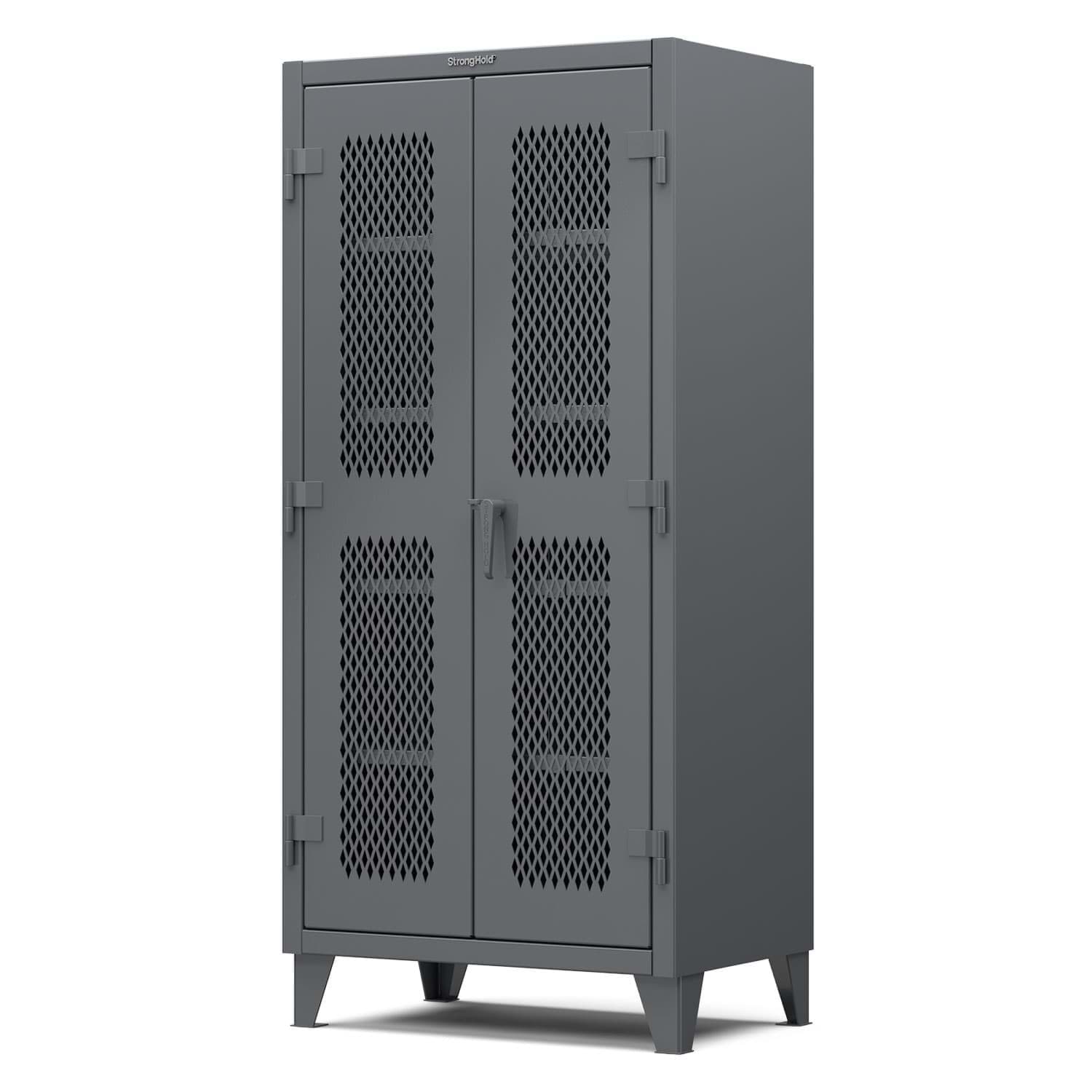 Picture of Strong Hold Plus Industrial Cabinet, 36" x 24" x 78", Single-Shift, Ventilated Doors, Standard Gray (RAL 7024)
