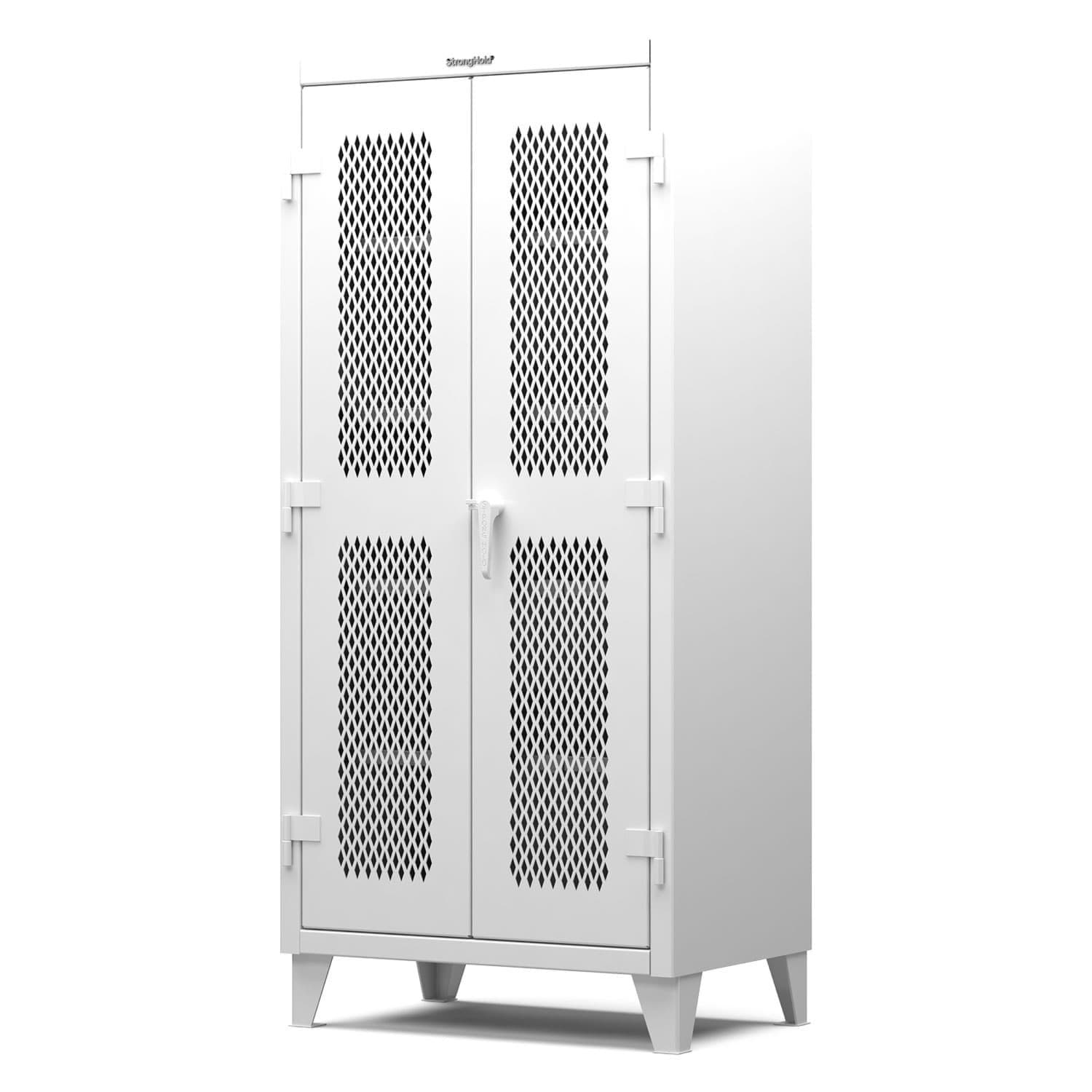 Picture of Strong Hold Plus Industrial Cabinet, 36" x 24" x 78", Single-Shift, Ventilated Doors, White (RAL 9010)