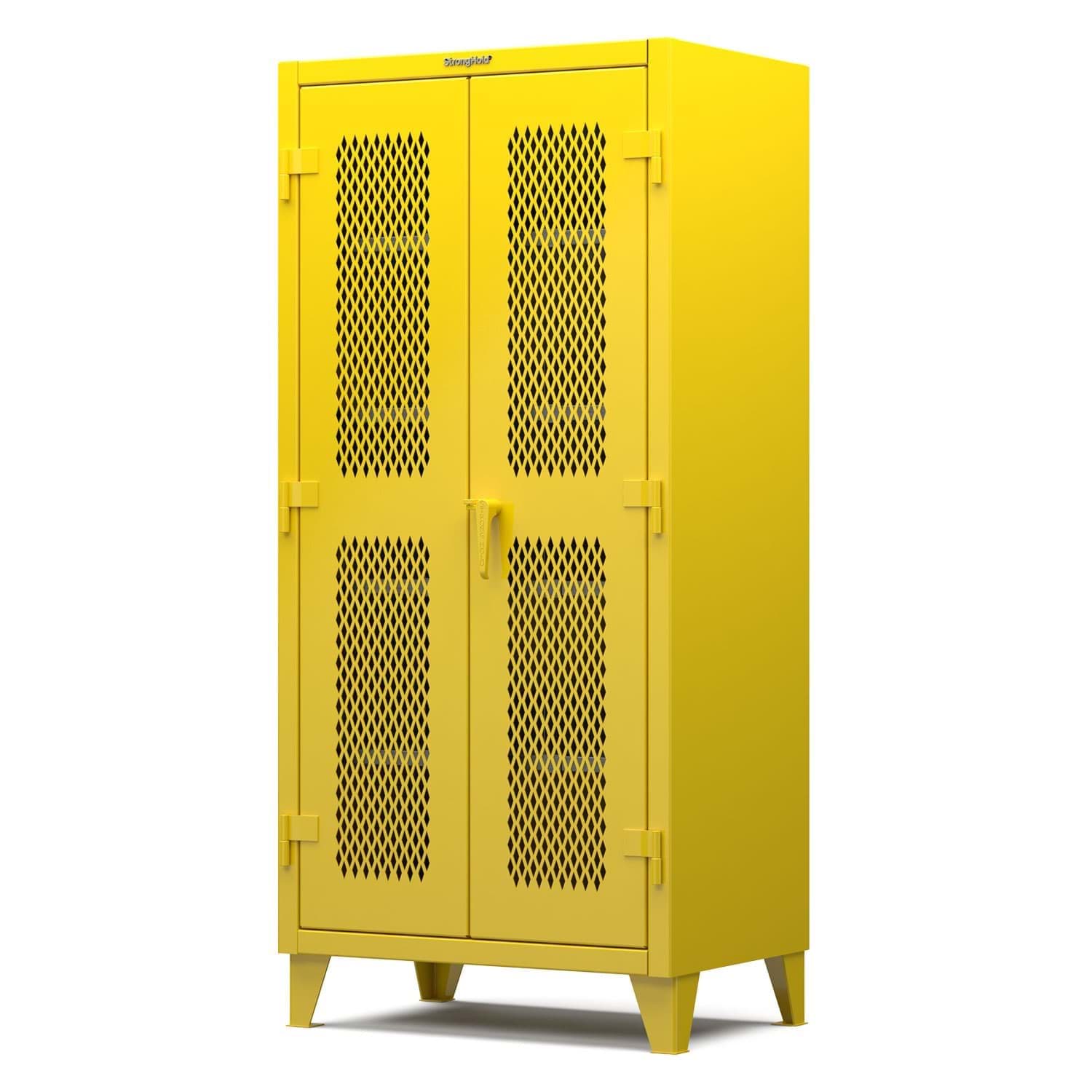 Picture of Strong Hold Plus Industrial Cabinet, 36" x 24" x 78", Single-Shift, Ventilated Doors, Yellow (RAL 1018)