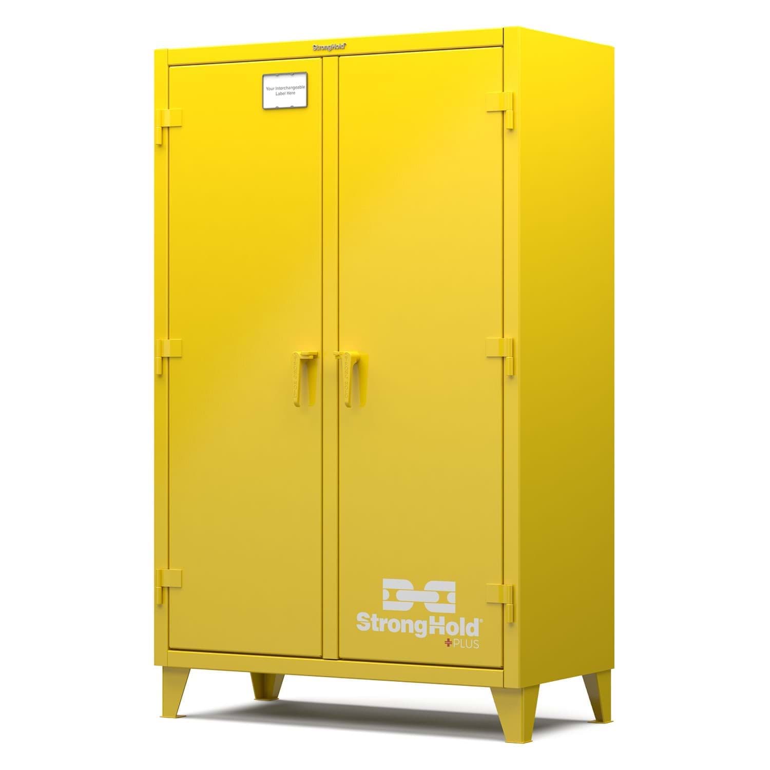 Picture of Strong Hold Plus Industrial Cabinet, 48" x 24" x 78", Double-Shift, Solid Doors, Yellow (RAL 1018)