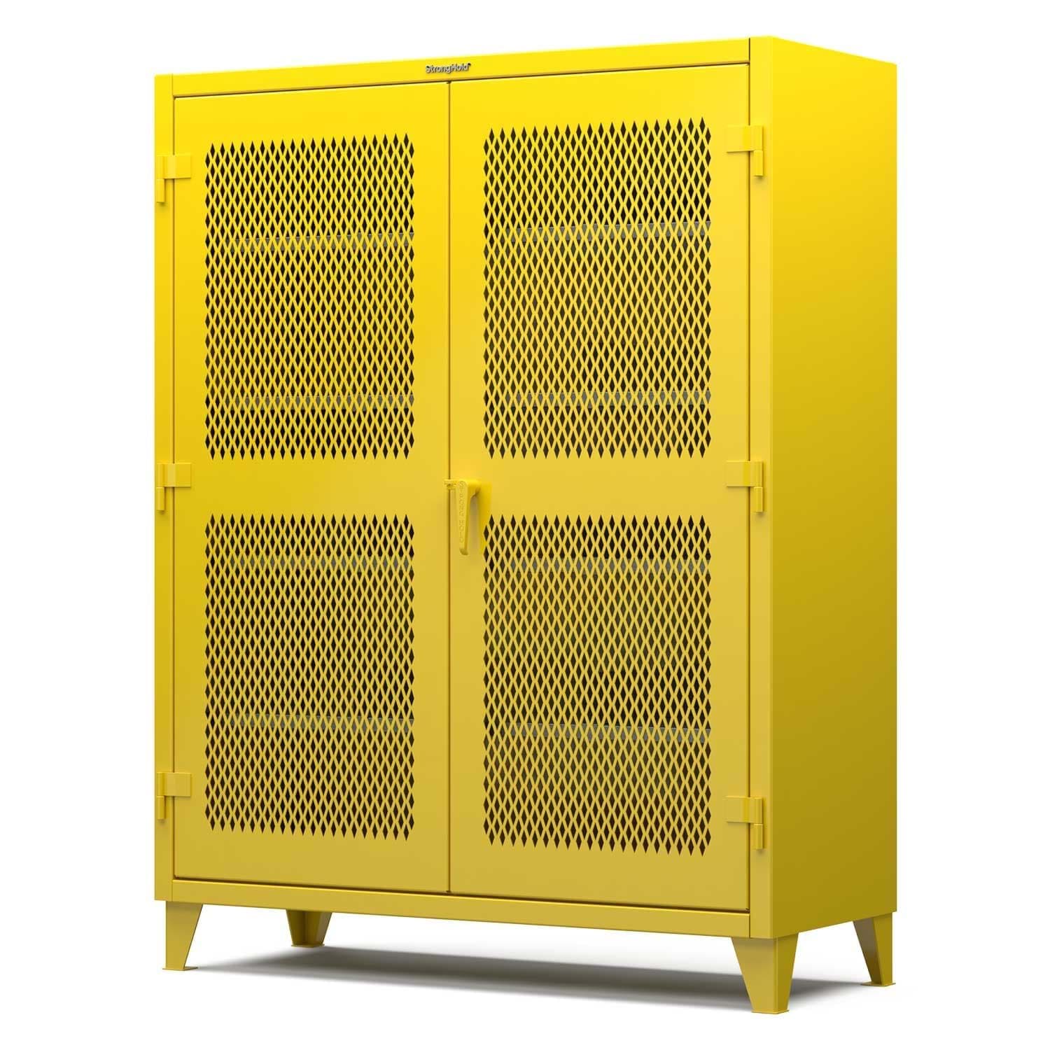 Picture of Strong Hold Plus Industrial Cabinet, 60" x 24" x 78", Single-Shift, Ventilated Doors, Yellow (RAL 1018)