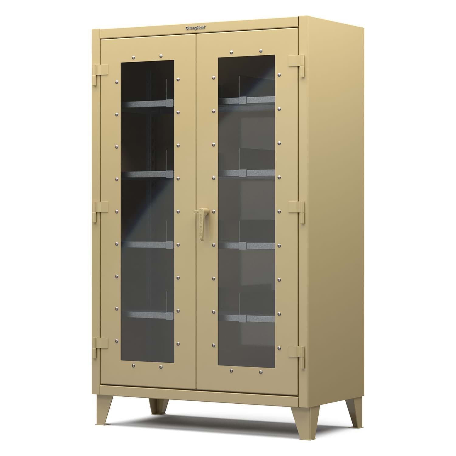 Picture of Strong Hold Plus Industrial Cabinet, 48" x 24" x 78", Single-Shift, Clear-View Doors, Beige (RAL 1001)