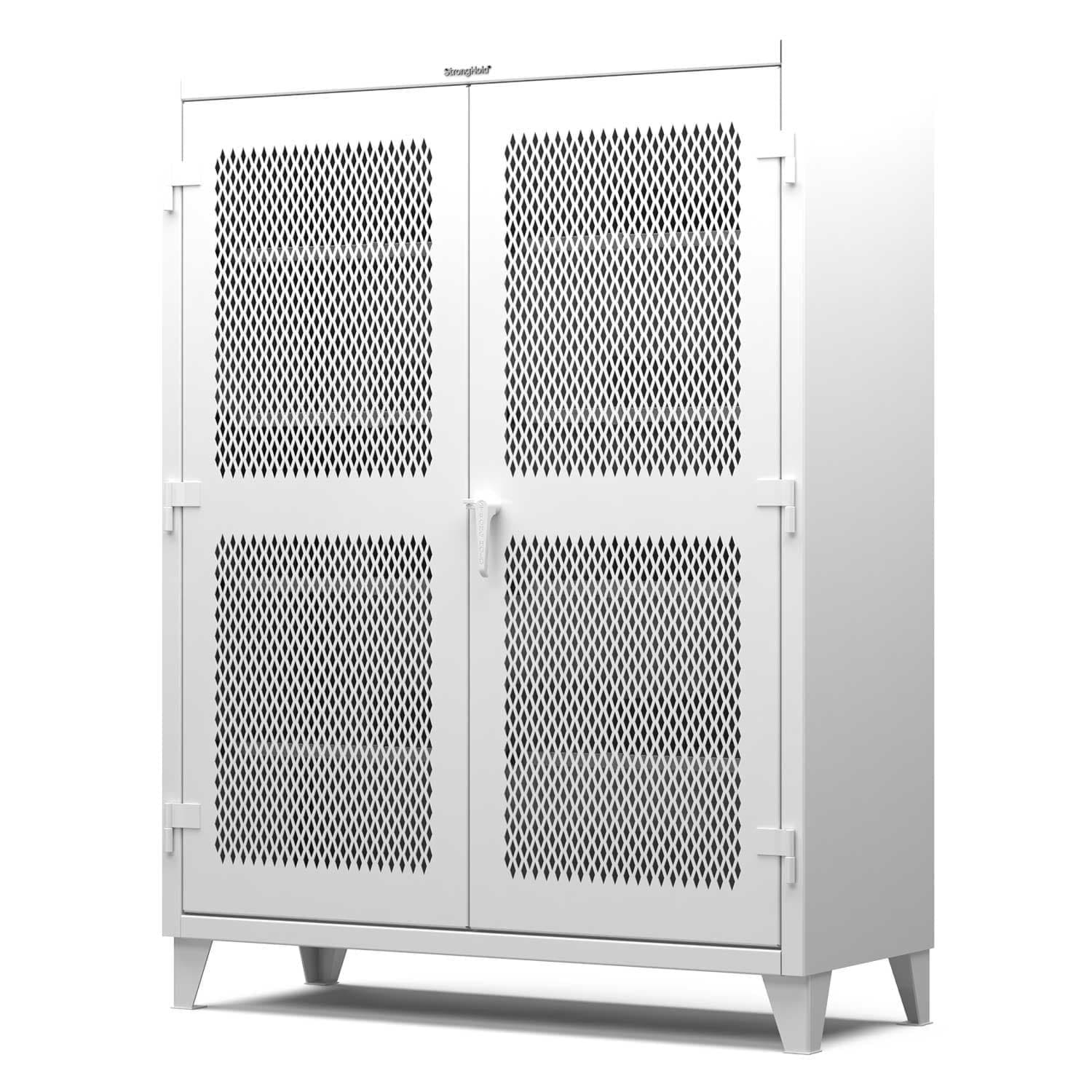 Picture of Strong Hold Plus Industrial Cabinet, 60" x 24" x 78", Single-Shift, Ventilated Doors, White (RAL 9010)