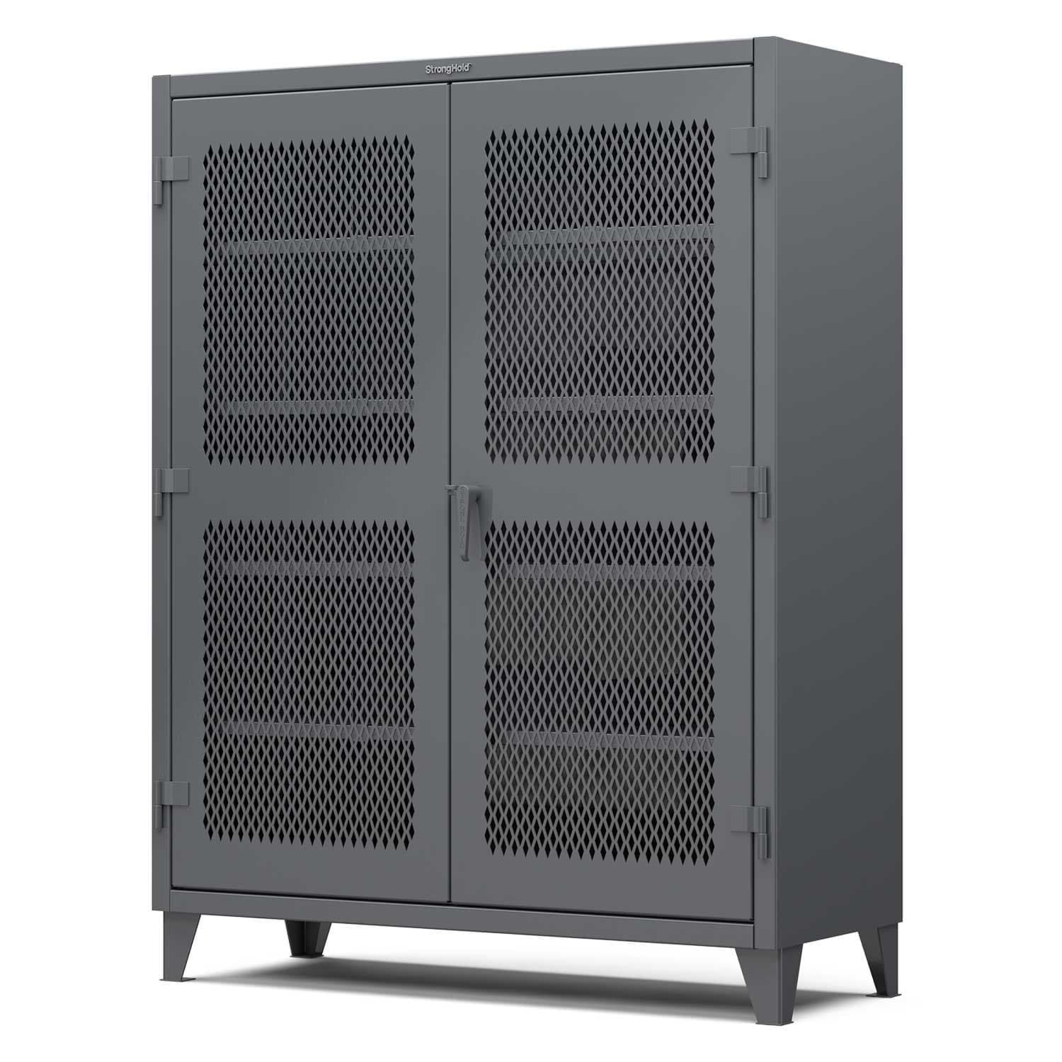 Picture of Strong Hold Plus Industrial Cabinet, 60" x 24" x 78", Single-Shift, Ventilated Doors, Standard Gray (RAL 7024)