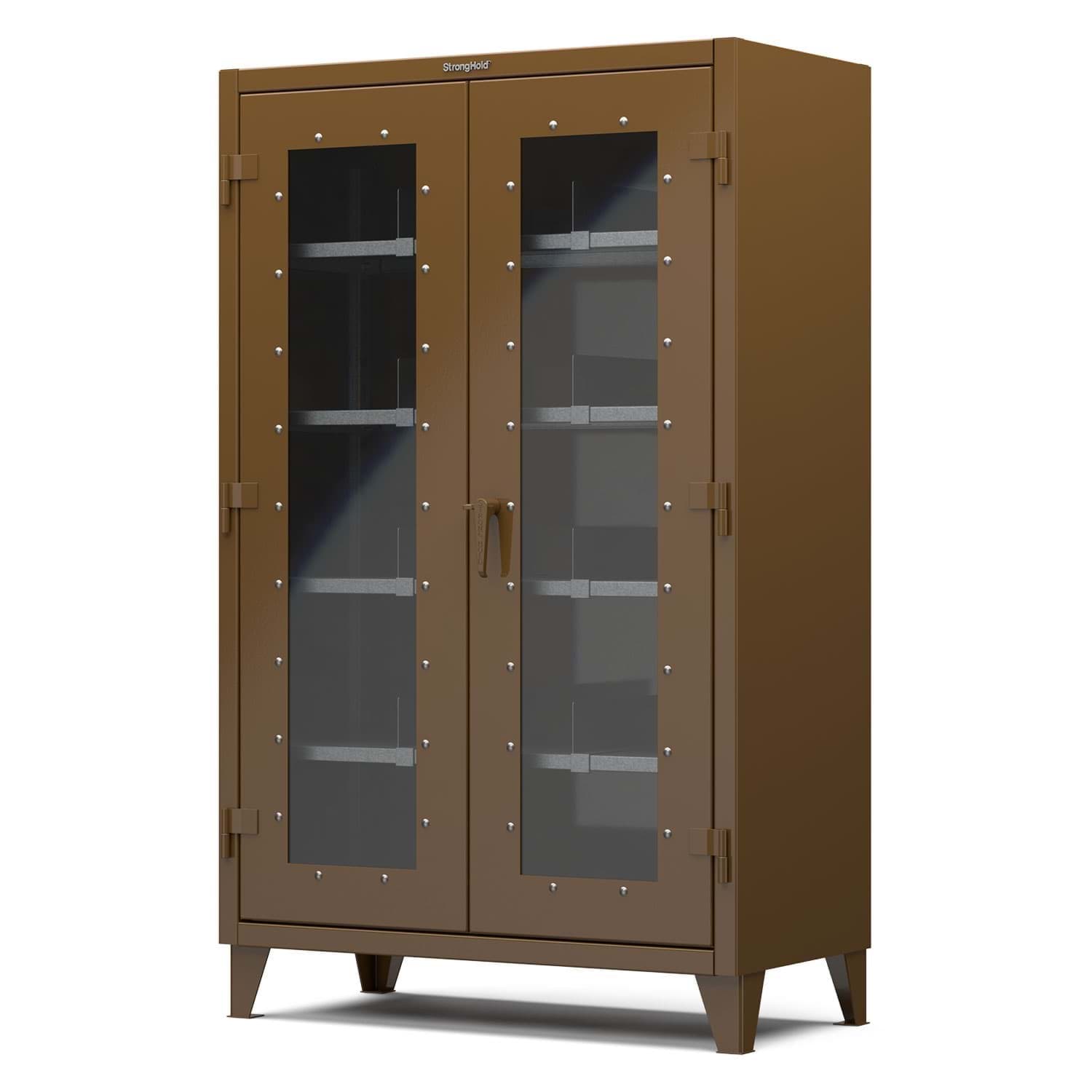Picture of Strong Hold Plus Industrial Cabinet, 48" x 24" x 78", Single-Shift, Clear-View Doors, Brown (RAL 8008)