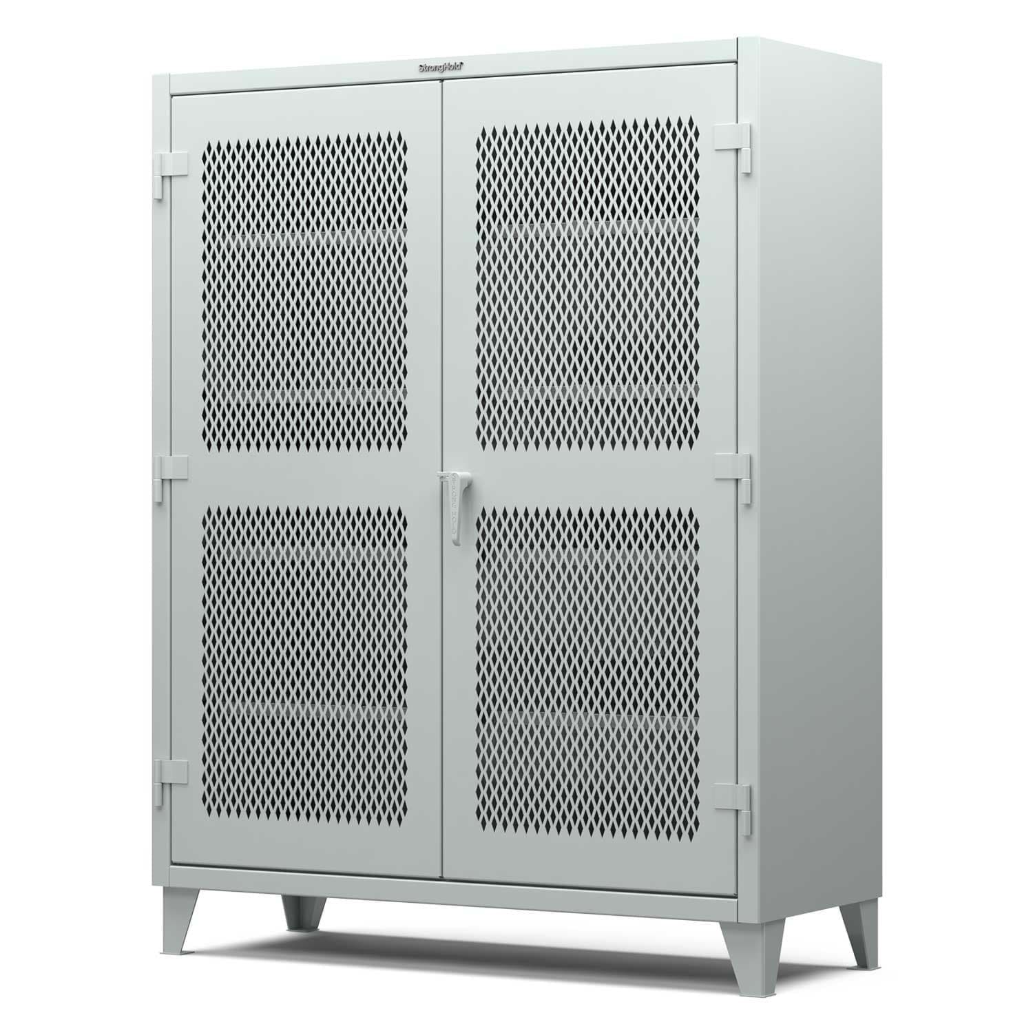 Picture of Strong Hold Plus Industrial Cabinet, 60" x 24" x 78", Single-Shift, Ventilated Doors, Gray (RAL 7035)