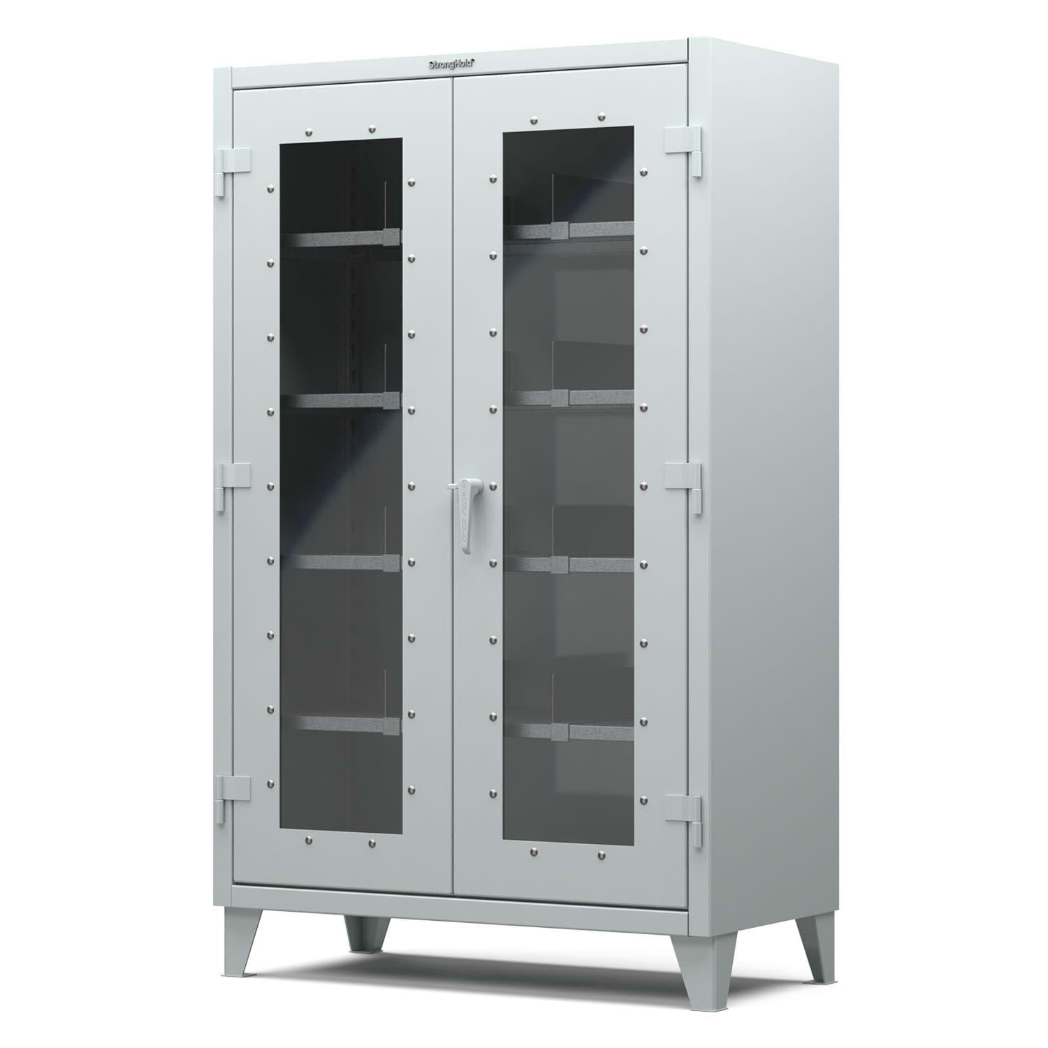 Picture of Strong Hold Plus Industrial Cabinet, 48" x 24" x 78", Single-Shift, Clear-View Doors, Gray (RAL 7035)