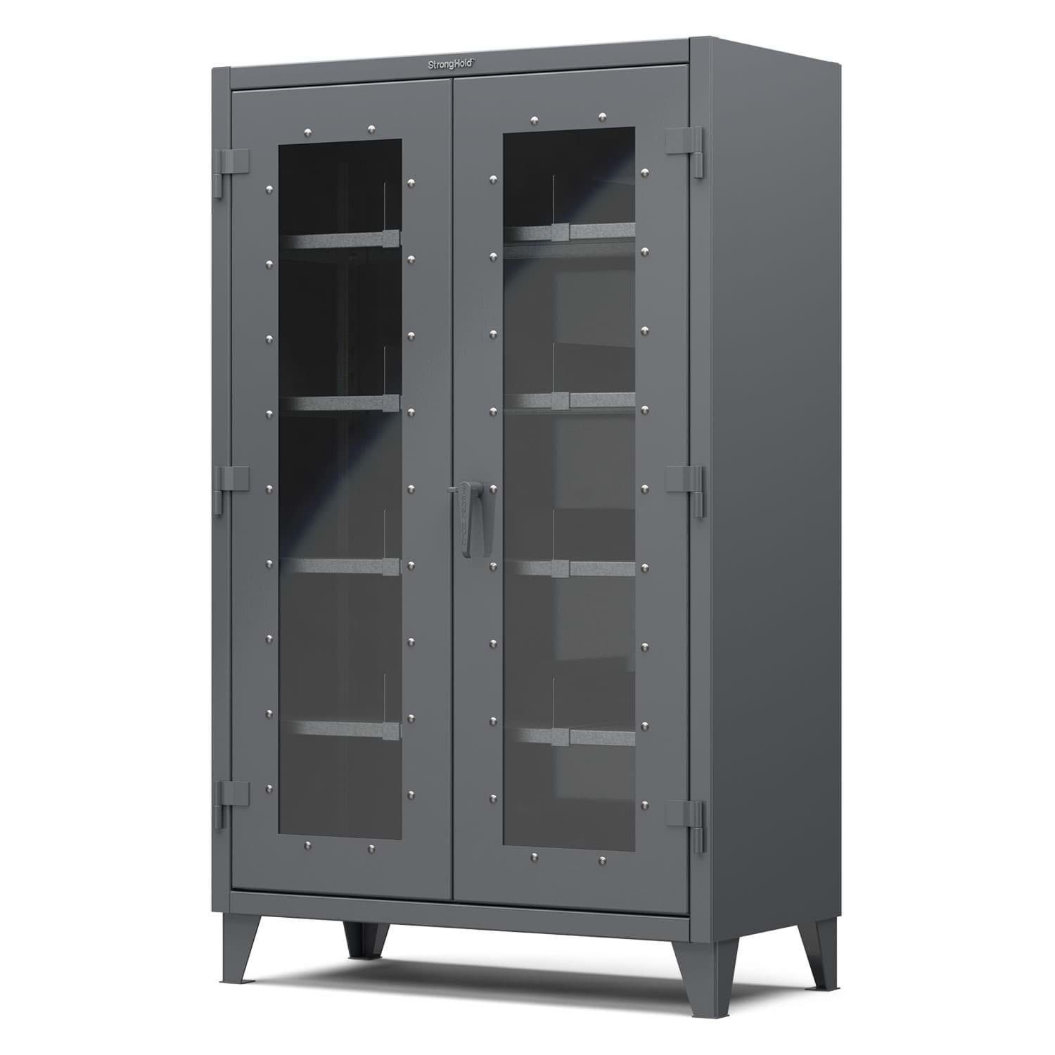Picture of Strong Hold Plus Industrial Cabinet, 48" x 24" x 78", Single-Shift, Clear-View Doors, Standard Gray (RAL 7024)