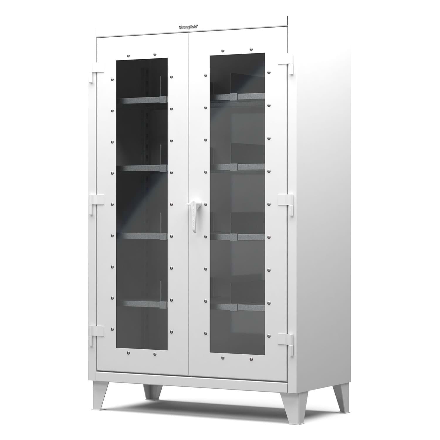 Picture of Strong Hold Plus Industrial Cabinet, 48" x 24" x 78", Single-Shift, Clear-View Doors, White (RAL 9010)