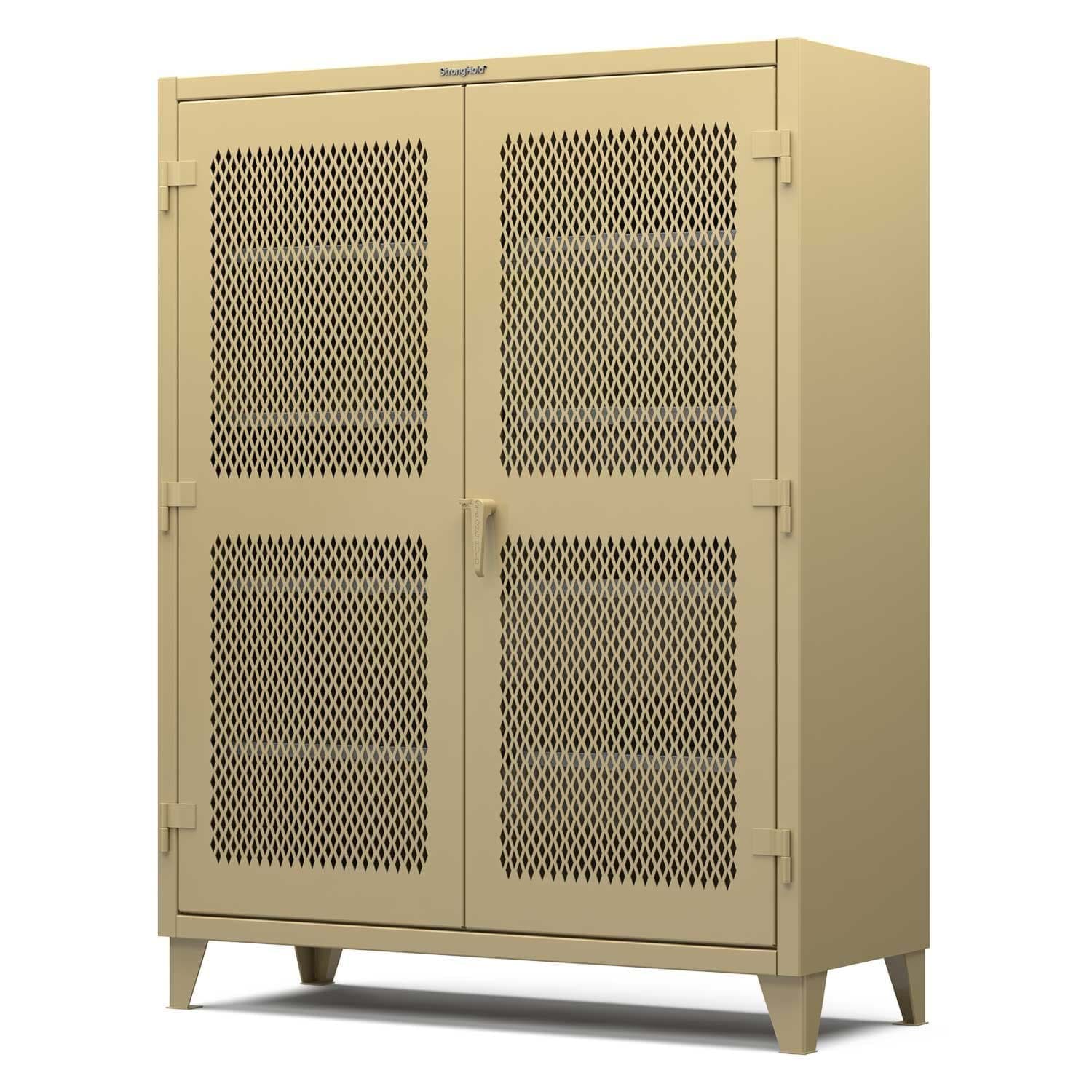 Picture of Strong Hold Plus Industrial Cabinet, 60" x 24" x 78", Single-Shift, Ventilated Doors, Beige (RAL 1001)