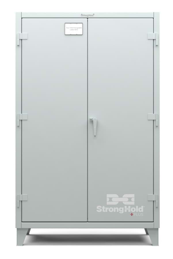 Picture of Strong Hold Plus Industrial Cabinet, 48" x 24" x 78", Single-Shift, Solid Doors, Gray (RAL 7035)