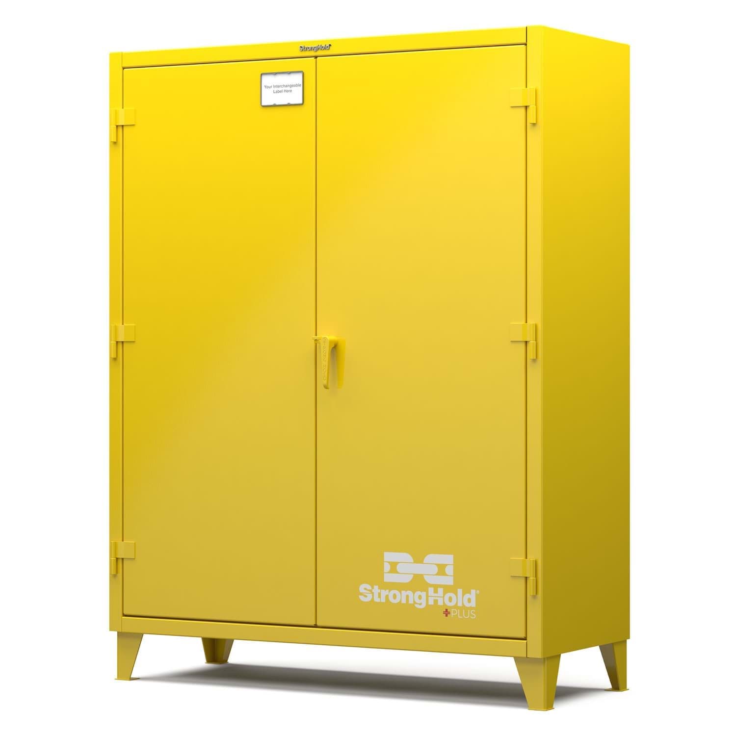 Picture of Strong Hold Plus Industrial Cabinet, 60" x 24" x 78", Single-Shift, Solid Doors, Yellow (RAL 1018)
