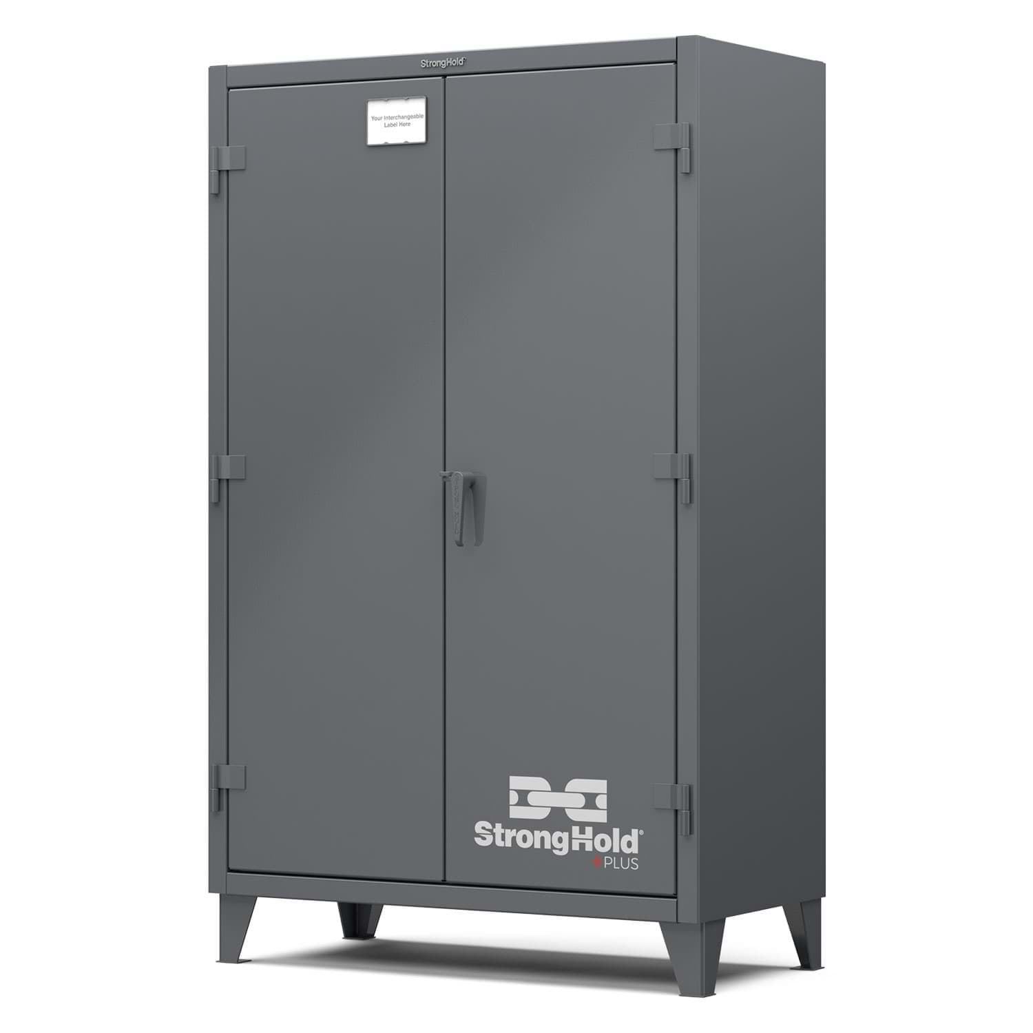Picture of Strong Hold Plus Industrial Cabinet, 48" x 24" x 78", Single-Shift, Solid Doors, Standard Gray (RAL 7024)