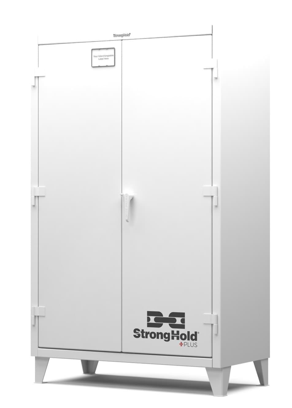 Picture of Strong Hold Plus Industrial Cabinet, 48" x 24" x 78", Single-Shift, Solid Doors, White (RAL 9010)