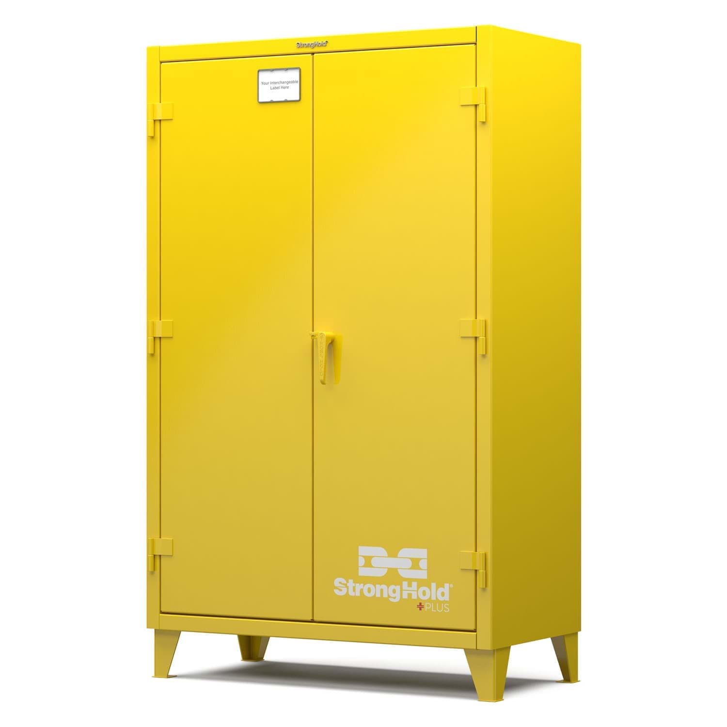 Picture of Strong Hold Plus Industrial Cabinet, 48" x 24" x 78", Single-Shift, Solid Doors, Yellow (RAL 1018)