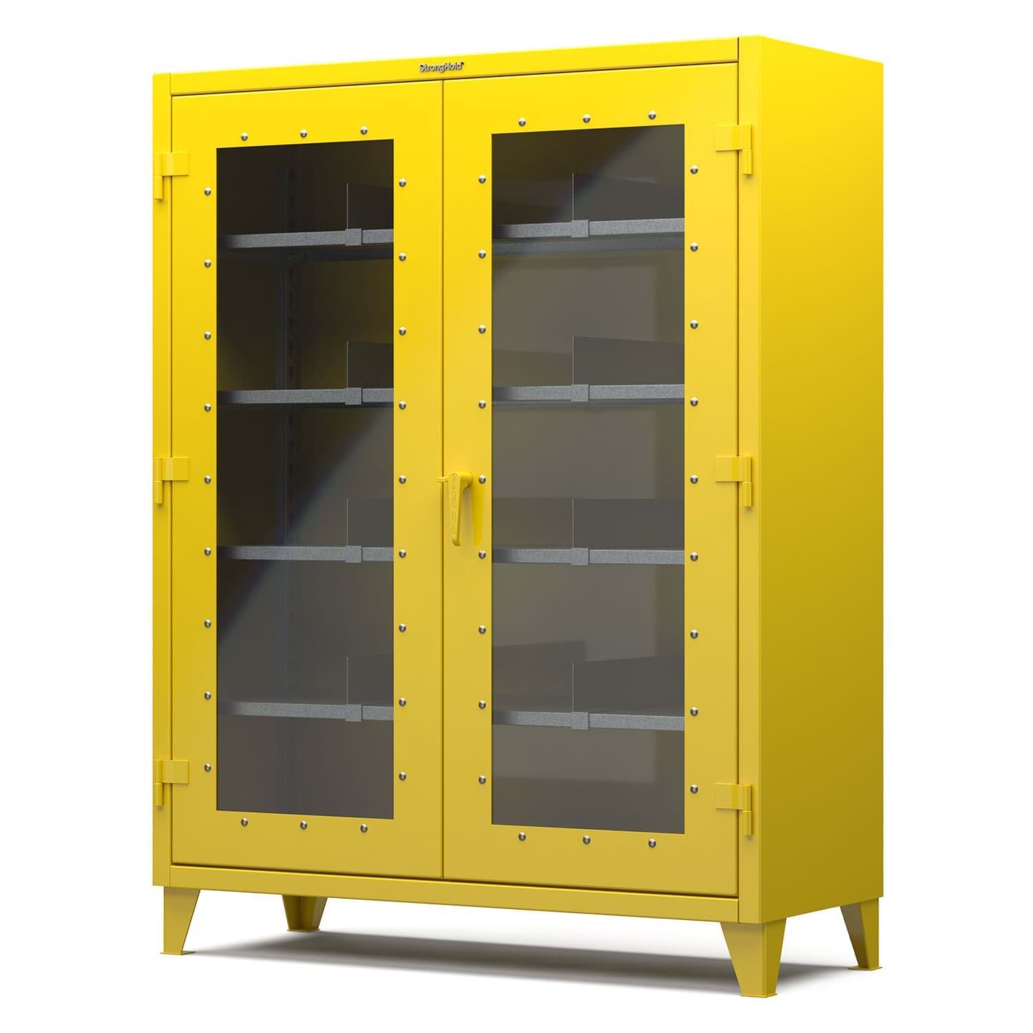 Picture of Strong Hold Plus Industrial Cabinet, 60" x 24" x 78", Single-Shift, Clear-View Doors, Yellow (RAL 1018)