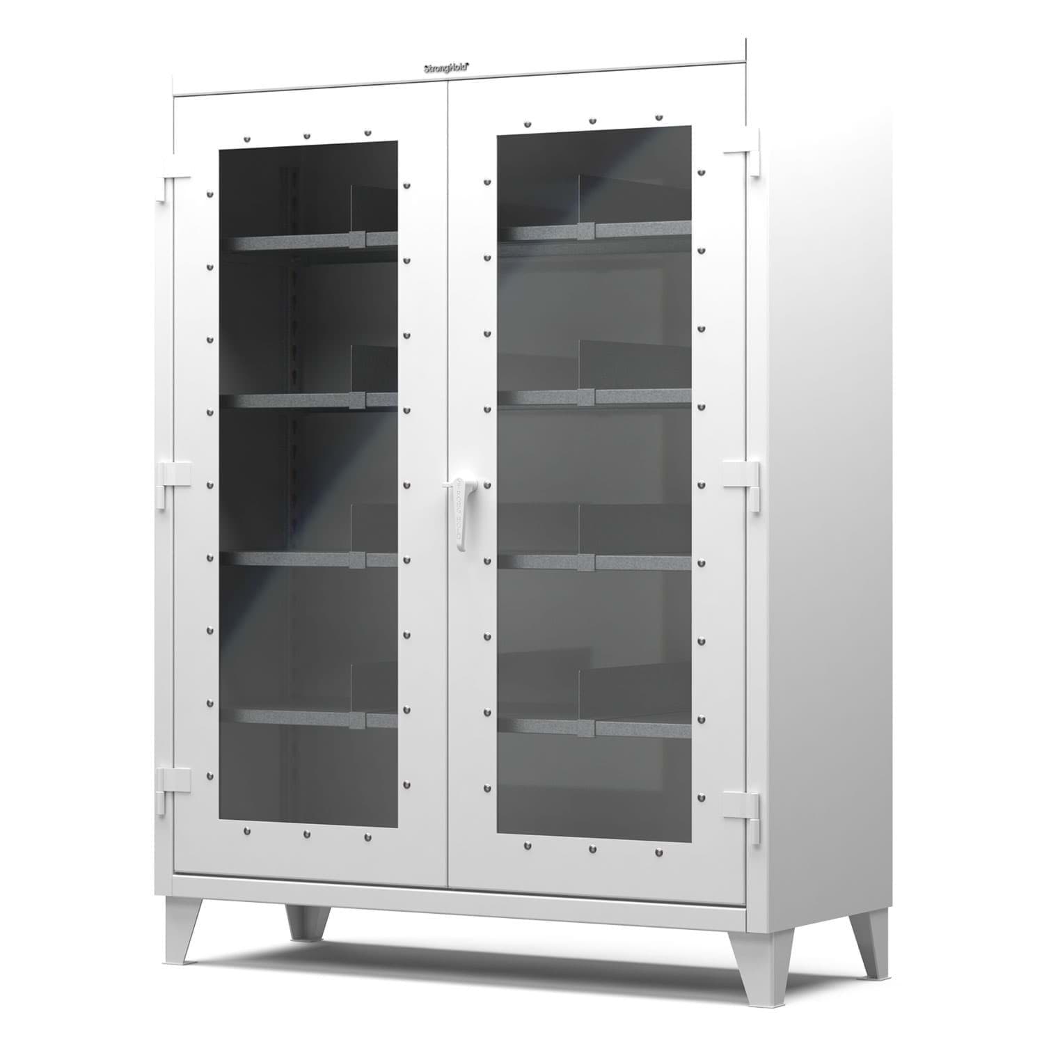 Picture of Strong Hold Plus Industrial Cabinet, 60" x 24" x 78", Single-Shift, Clear-View Doors, White (RAL 9010)