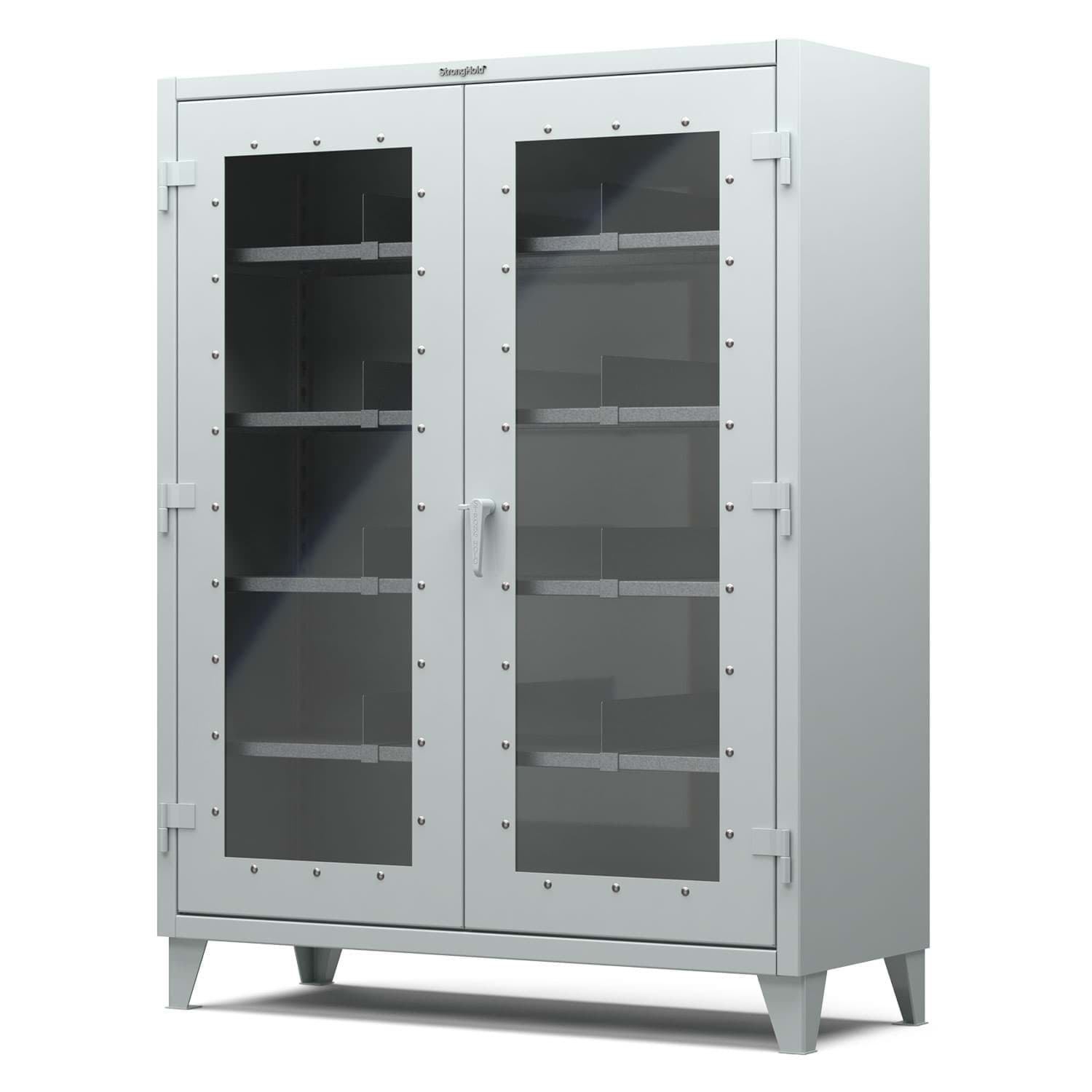 Picture of Strong Hold Plus Industrial Cabinet, 60" x 24" x 78", Single-Shift, Clear-View Doors, Gray (RAL 7035)