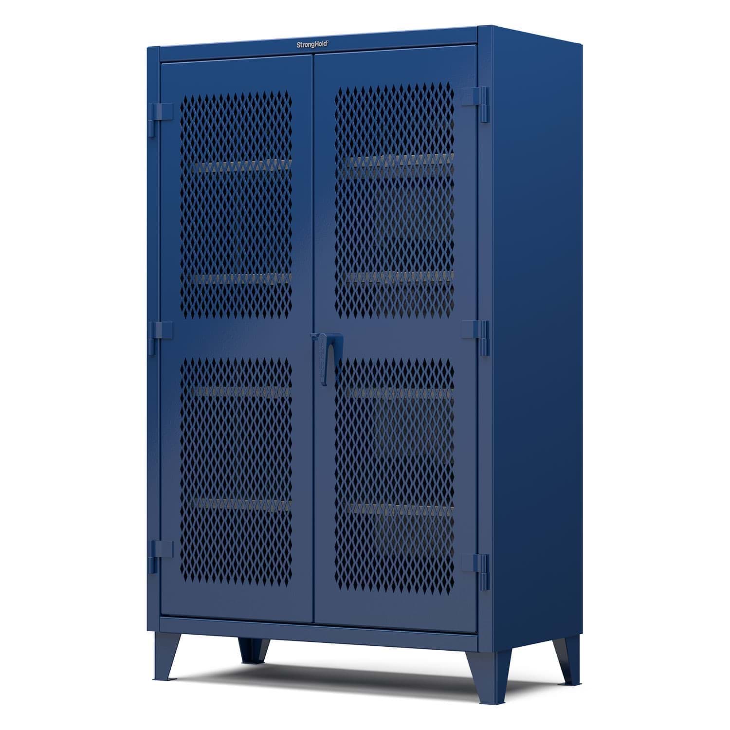 Picture of Strong Hold Plus Industrial Cabinet, 48" x 24" x 78", Single-Shift, Ventilated Doors, Blue (RAL 5010)