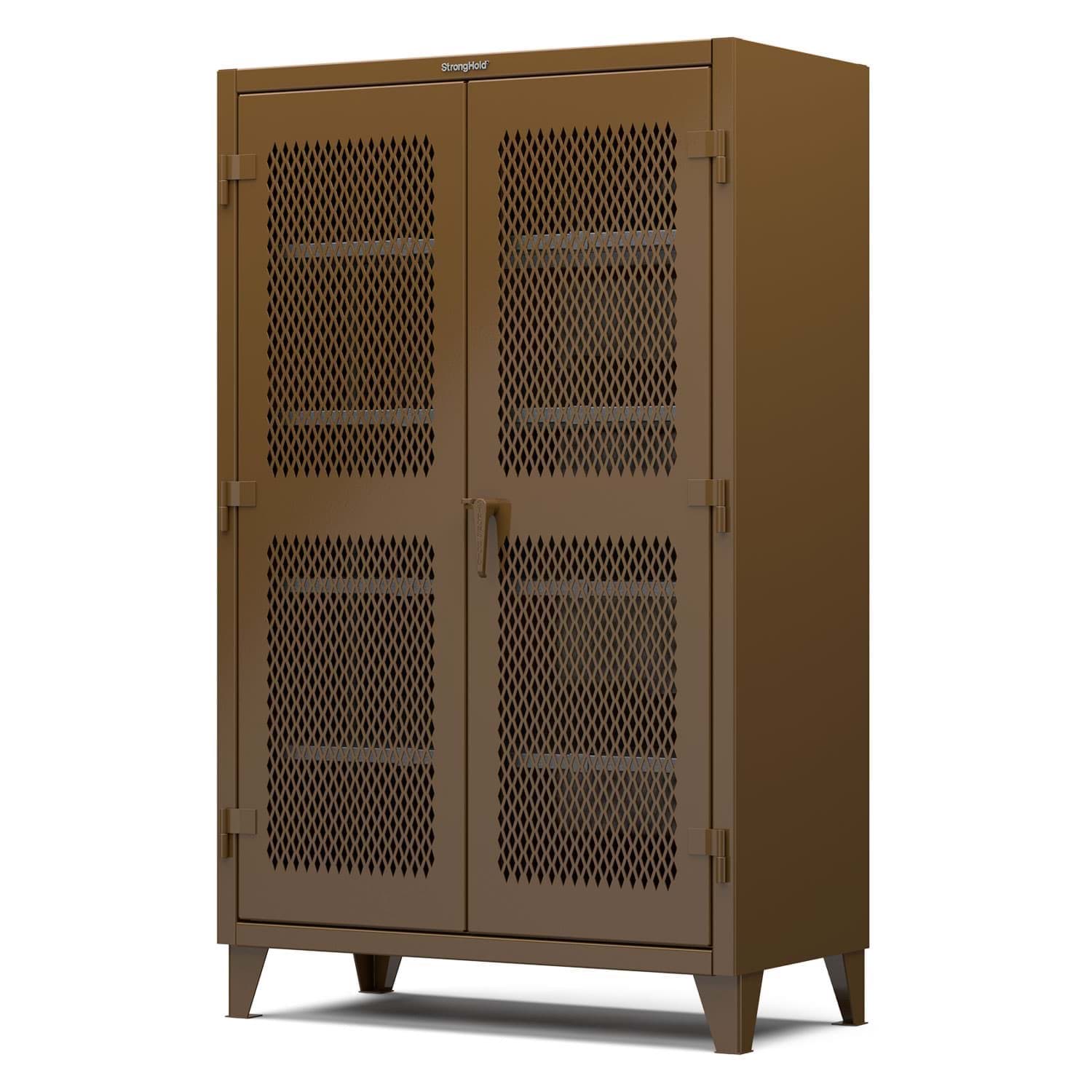 Picture of Strong Hold Plus Industrial Cabinet, 48" x 24" x 78", Single-Shift, Ventilated Doors, Brown (RAL 8008)