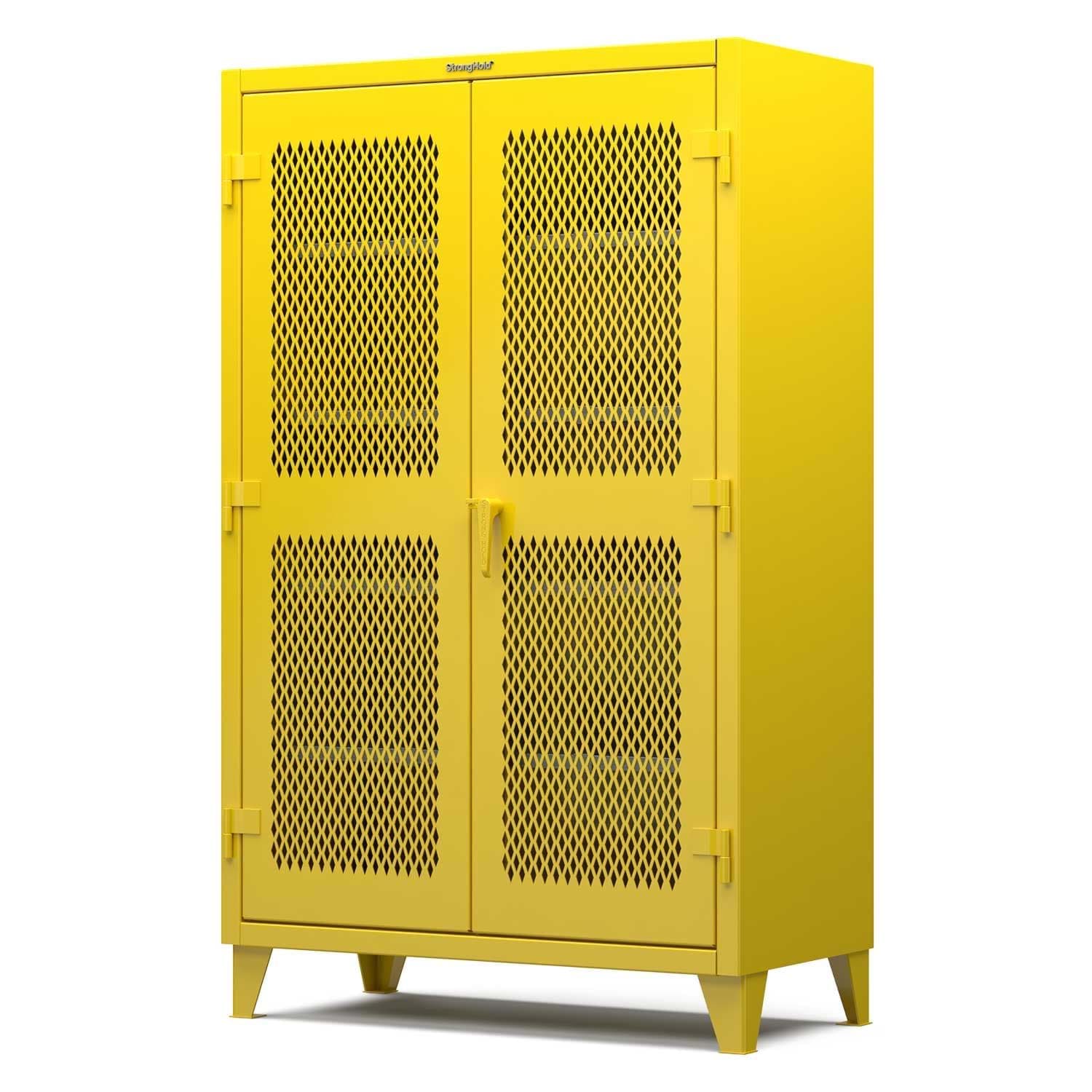Picture of Strong Hold Plus Industrial Cabinet, 48" x 24" x 78", Single-Shift, Ventilated Doors, Yellow (RAL 1018)