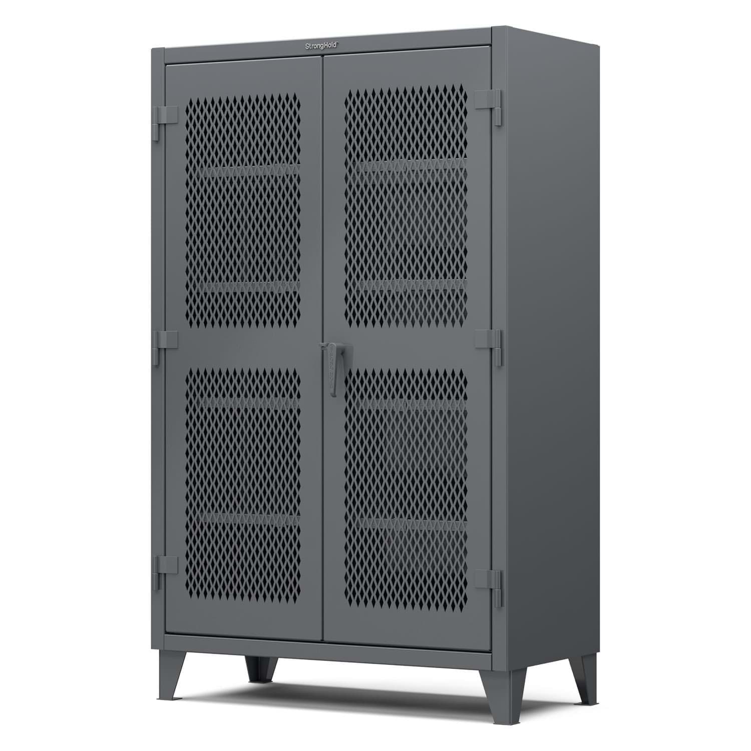 Picture of Strong Hold Plus Industrial Cabinet, 48" x 24" x 78", Single-Shift, Ventilated Doors, Standard Gray (RAL 7024)