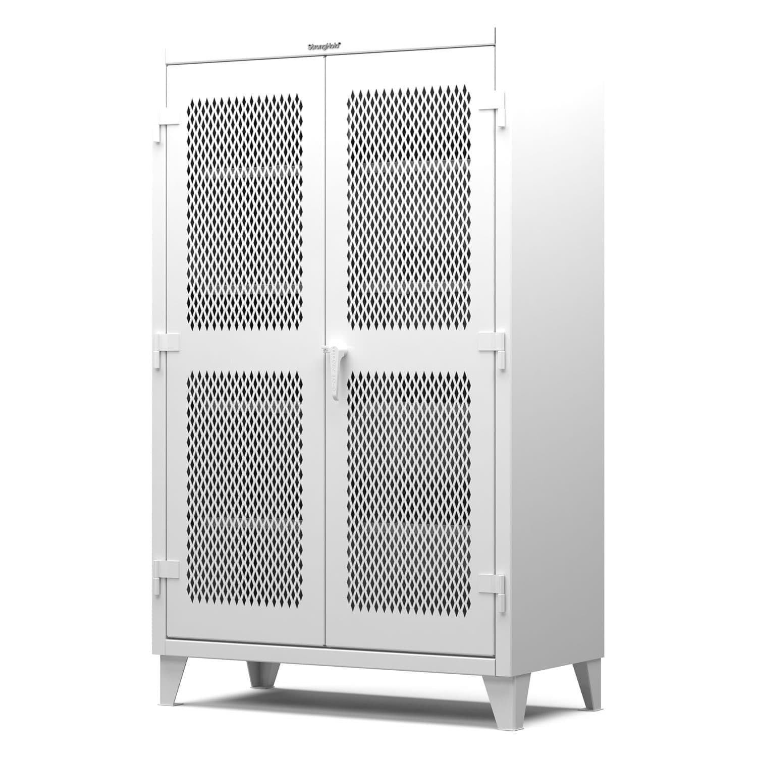 Picture of Strong Hold Plus Industrial Cabinet, 48" x 24" x 78", Single-Shift, Ventilated Doors, White (RAL 9010)