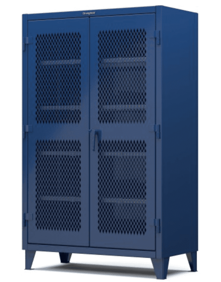Picture of Strong Hold Plus Industrial Cabinet, 60" x 24" x 78", Single-Shift, Ventilated Doors, Blue (RAL 5010)