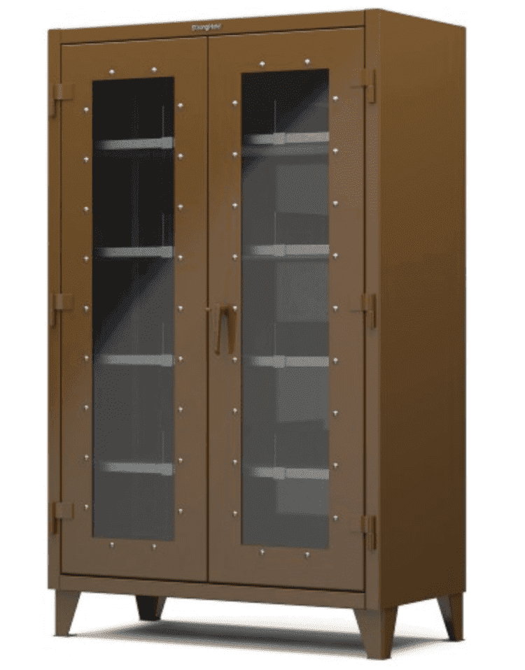 Picture of Strong Hold Plus Industrial Cabinet, 60" x 24" x 78", Single-Shift, Clear-View Doors, Brown (RAL 8008)