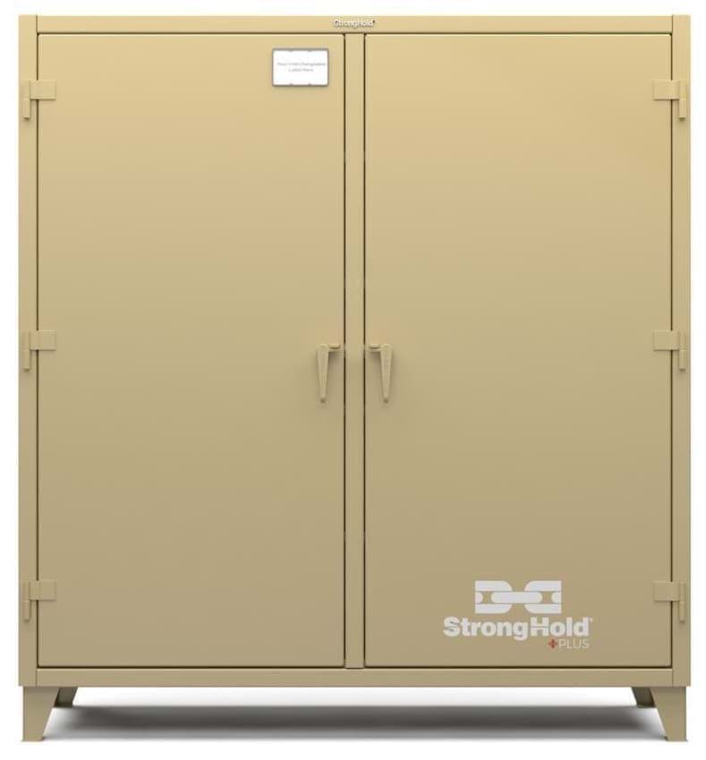 Picture of Strong Hold Plus Industrial Cabinet, 72" x 24" x 78", Double-Shift, Solid Doors, Beige (RAL 1001)