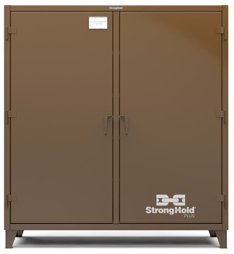 Picture of Strong Hold Plus Industrial Cabinet, 72" x 24" x 78", Double-Shift, Solid Doors, Brown (RAL 8008)