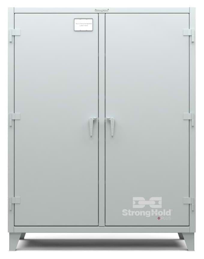 Picture of Strong Hold Plus Industrial Cabinet, 60" x 24" x 78", Double-Shift, Solid Doors, Gray (RAL 7035)