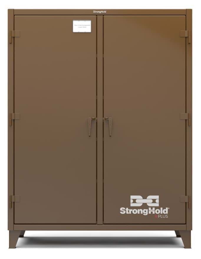 Picture of Strong Hold Plus Industrial Cabinet, 60" x 24" x 78", Double-Shift, Solid Doors, Brown (RAL 8008)
