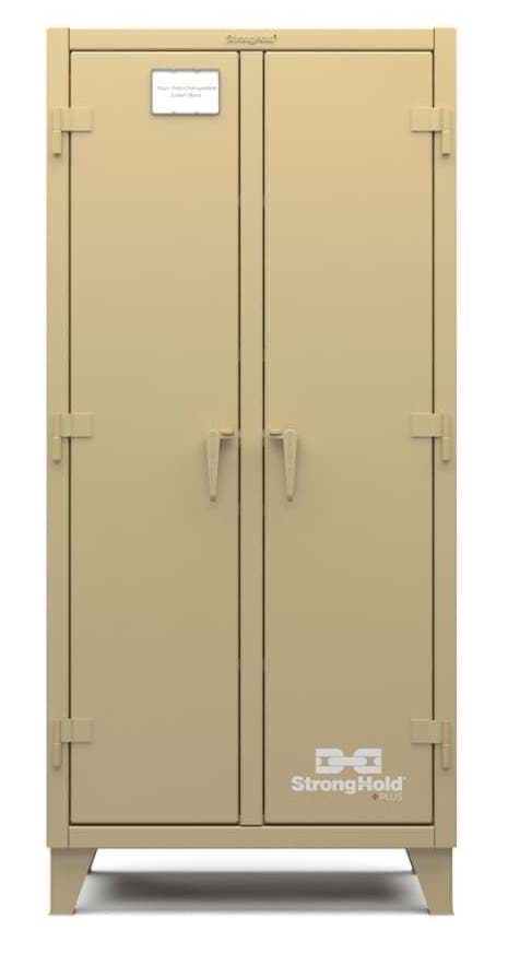 Picture of Strong Hold Plus Industrial Cabinet, 36" x 24" x 78", Double-Shift, Solid Doors, Beige (RAL 1001)