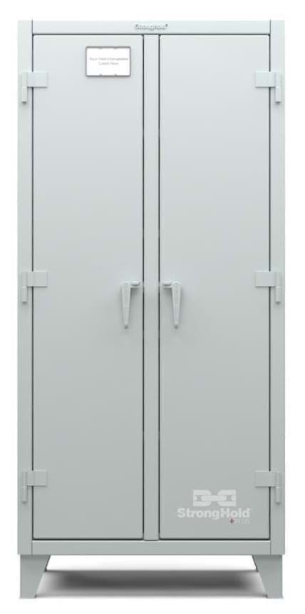 Picture of Strong Hold Plus Industrial Cabinet, 36" x 24" x 78", Double-Shift, Solid Doors, Gray (RAL 7035)