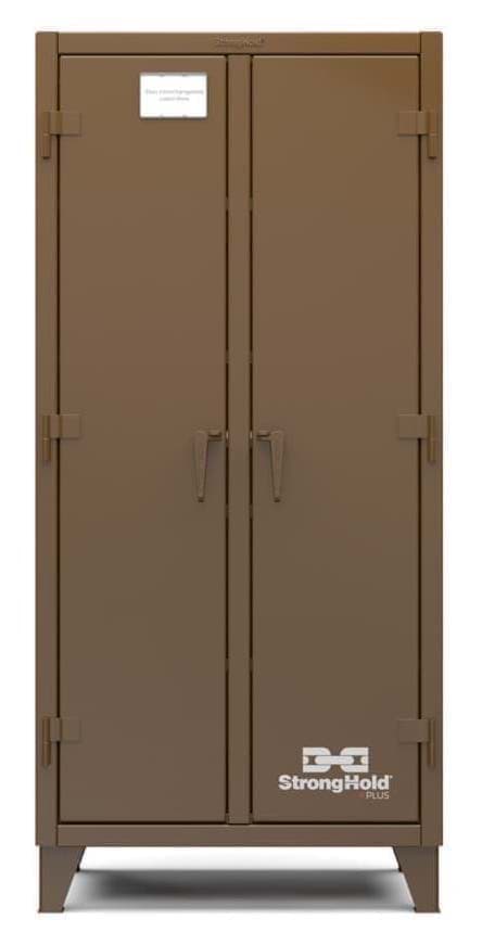 Picture of Strong Hold Plus Industrial Cabinet, 36" x 24" x 78", Double-Shift, Solid Doors, Brown (RAL 8008)