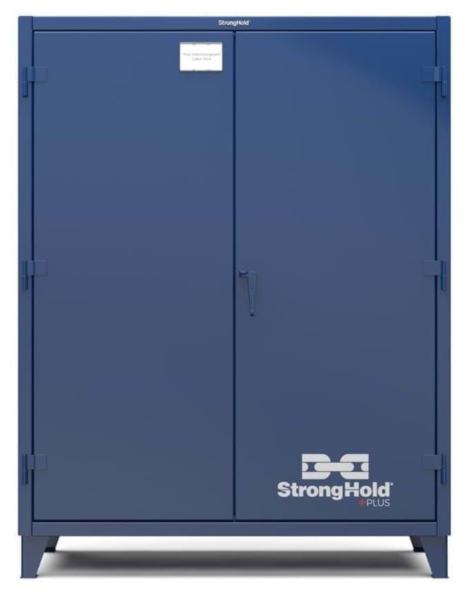 Picture of Strong Hold Plus Industrial Cabinet, 60" x 24" x 78", Single-Shift, Solid Doors, Blue (RAL 5010)
