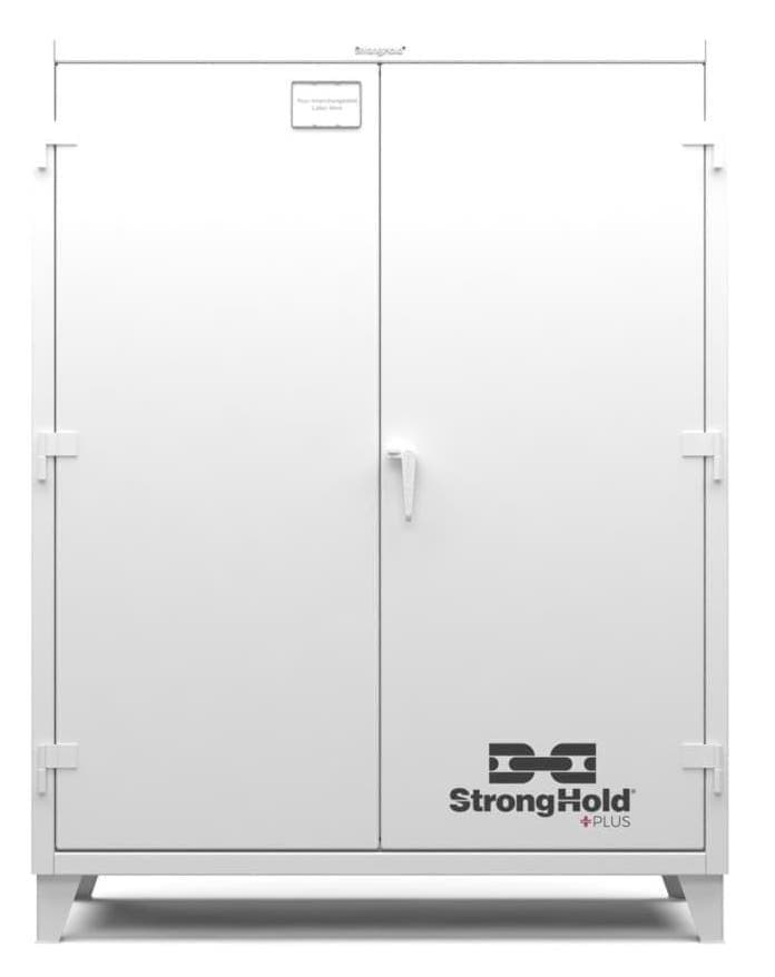 Picture of Strong Hold Plus Industrial Cabinet, 60" x 24" x 78", Single-Shift, Solid Doors, White (RAL 9010)