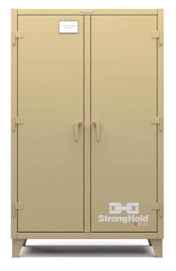 Picture of Strong Hold Plus Industrial Cabinet, 48" x 24" x 78", Double-Shift, Solid Doors, Beige (RAL 1001)