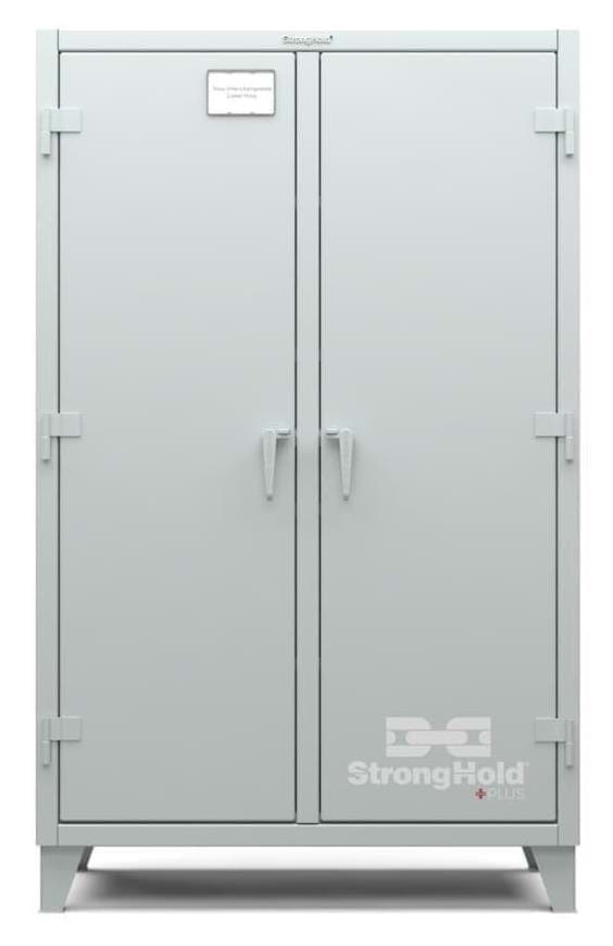 Picture of Strong Hold Plus Industrial Cabinet, 48" x 24" x 78", Double-Shift, Solid Doors, Gray (RAL 7035)