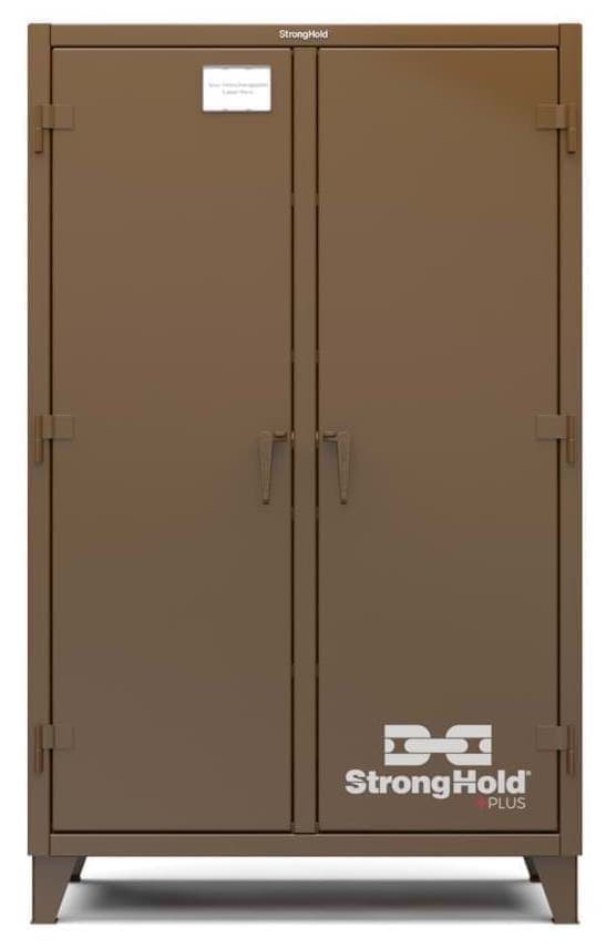 Picture of Strong Hold Plus Industrial Cabinet, 48" x 24" x 78", Double-Shift, Solid Doors, Brown (RAL 8008)