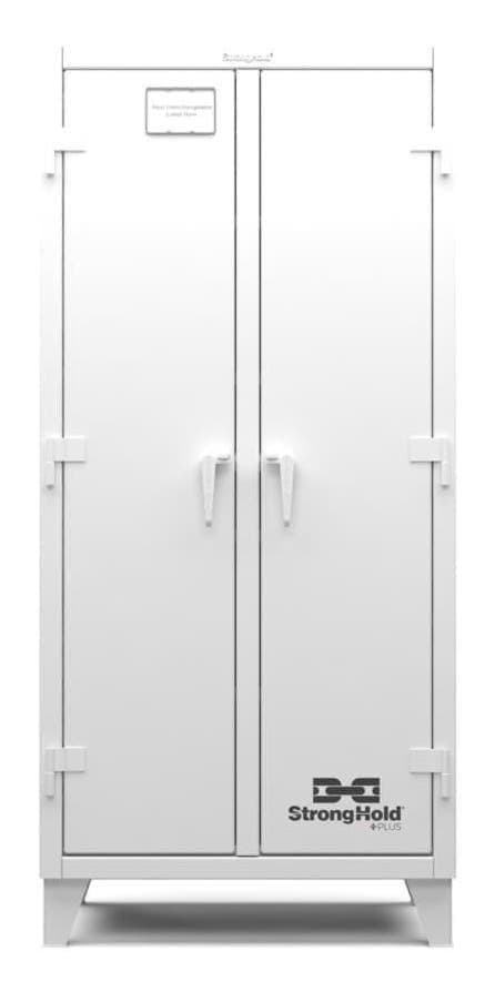 Picture of Strong Hold Plus Industrial Cabinet, 36" x 24" x 78", Double-Shift, Solid Doors, White (RAL 9010)