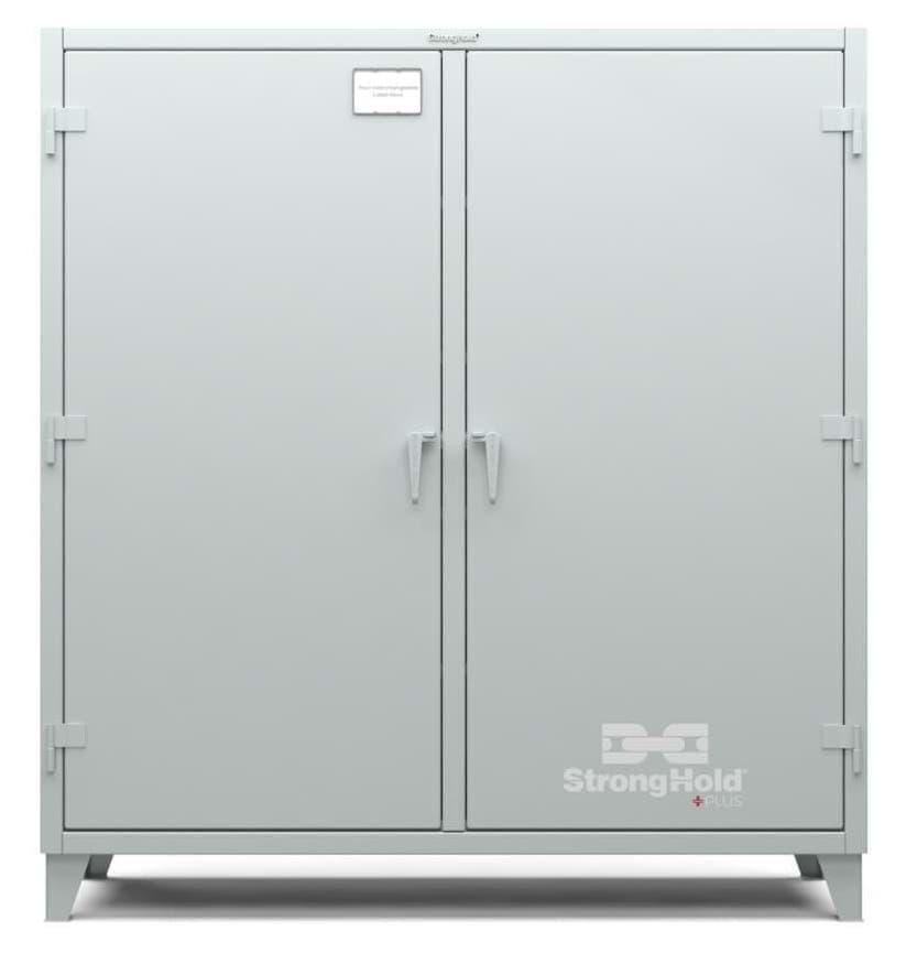 Picture of Strong Hold Plus Industrial Cabinet, 72" x 24" x 78", Double-Shift, Solid Doors, Gray (RAL 7035)