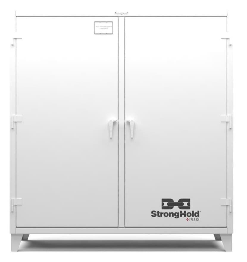 Picture of Strong Hold Plus Industrial Cabinet, 72" x 24" x 78", Double-Shift, Solid Doors, White (RAL 9010)